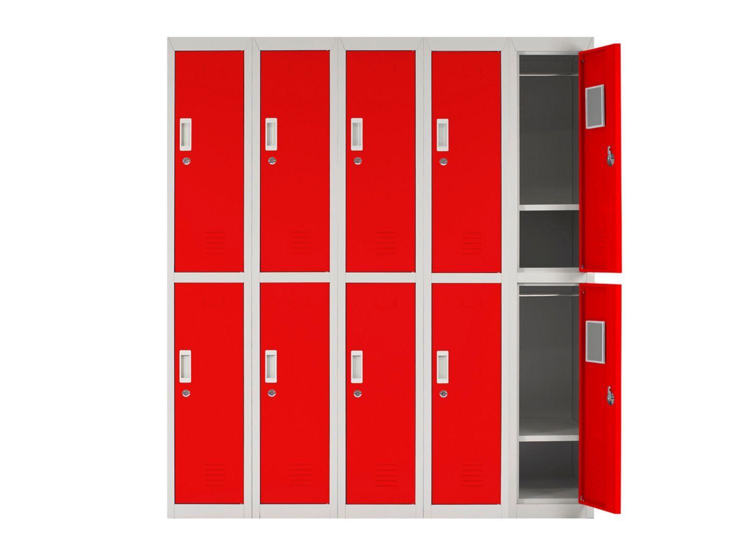 Locker Office Llaves Rojo 10 Puertas 140x50x166 cm Maletek-2