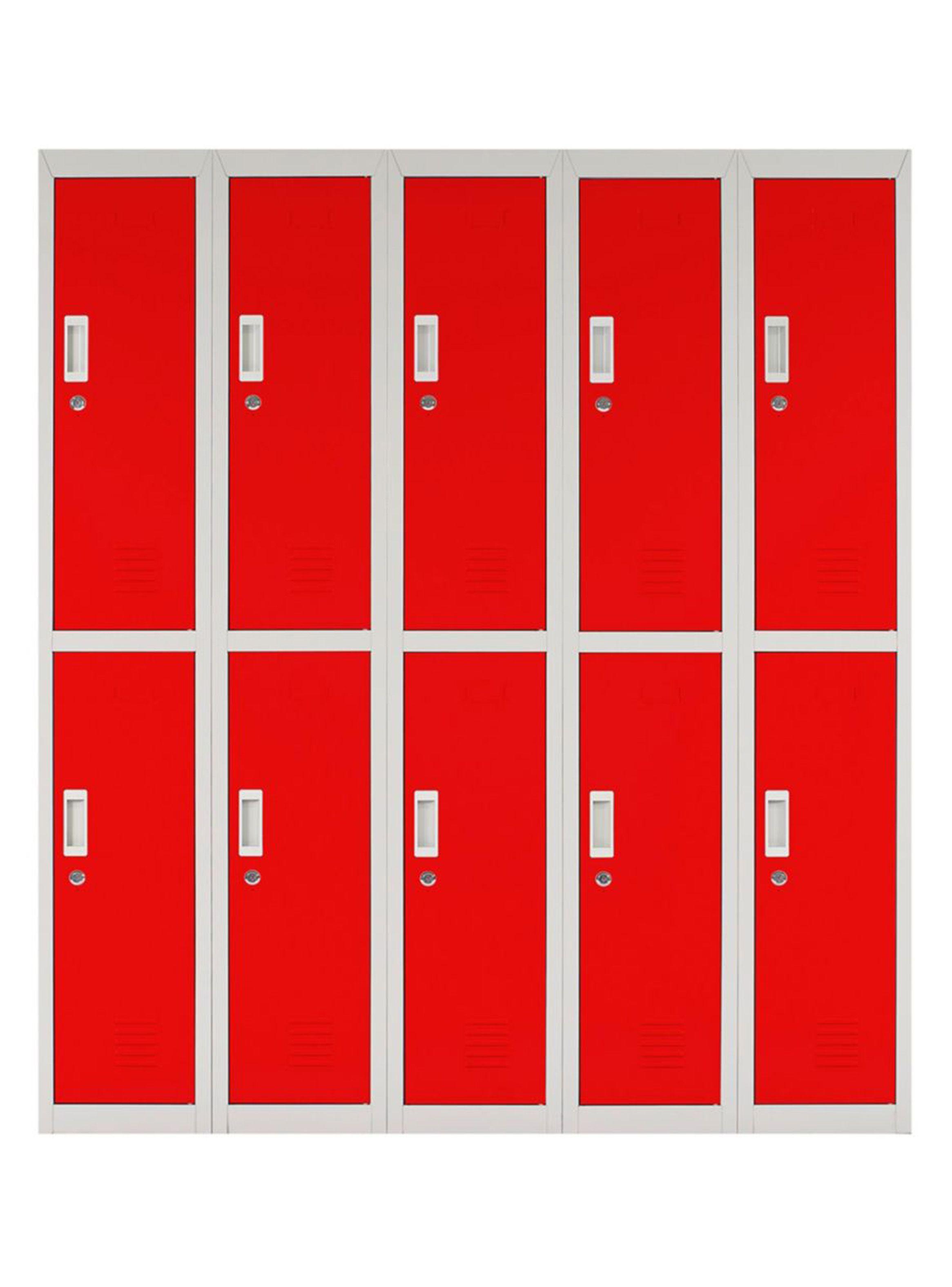 Locker Office Llaves Rojo 10 Puertas 140x50x166 cm Maletek-0