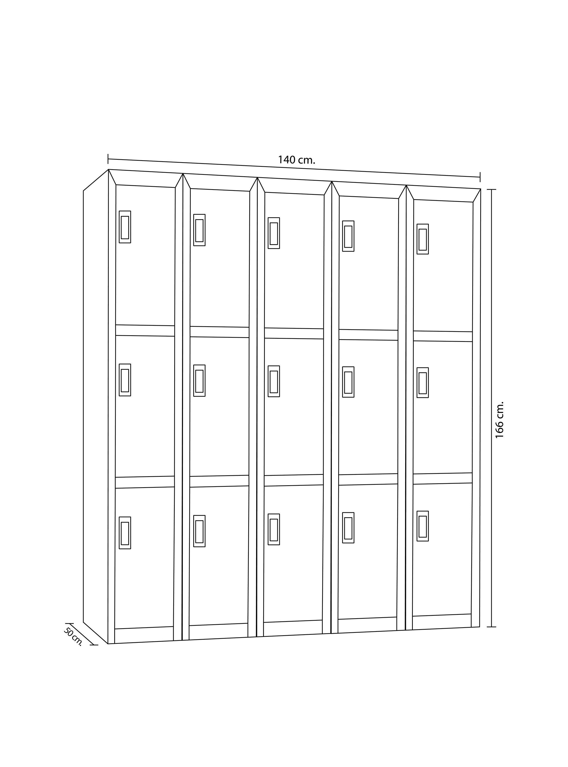 Locker Office Candado Rojo 15 Puertas 140x50x166 cm Maletek-1