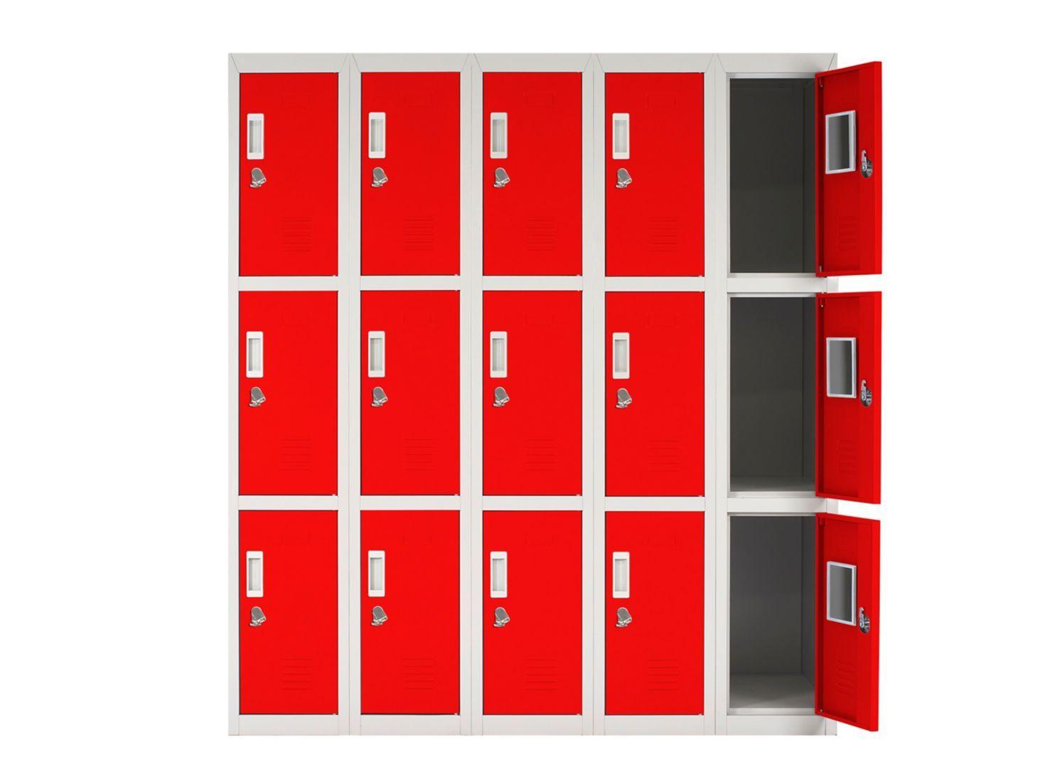 Locker Office Candado Rojo 15 Puertas 140x50x166 cm Maletek-2