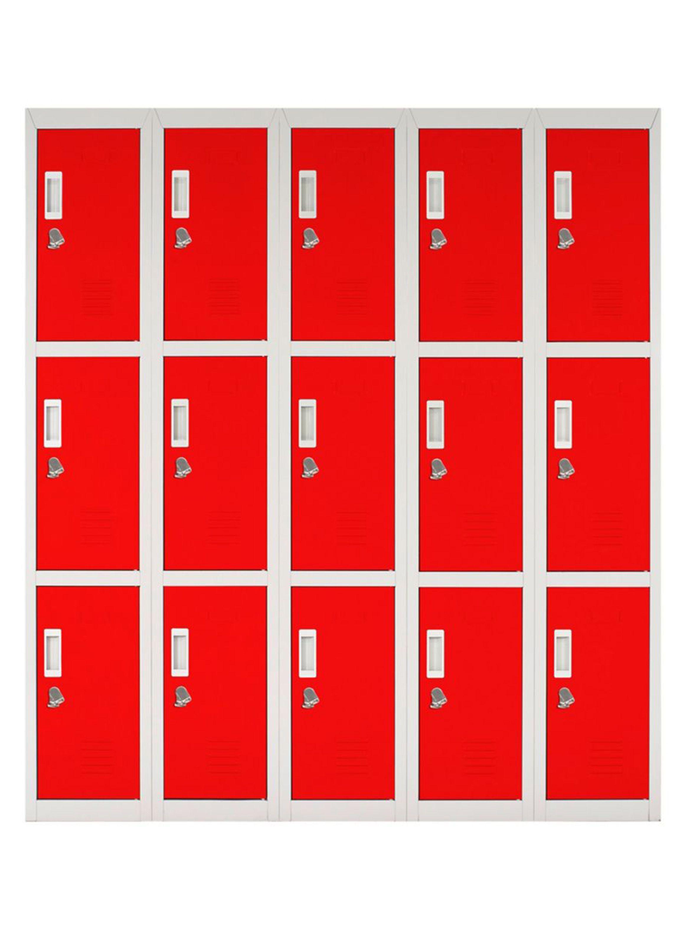 Locker Office Candado Rojo 15 Puertas 140x50x166 cm Maletek-0