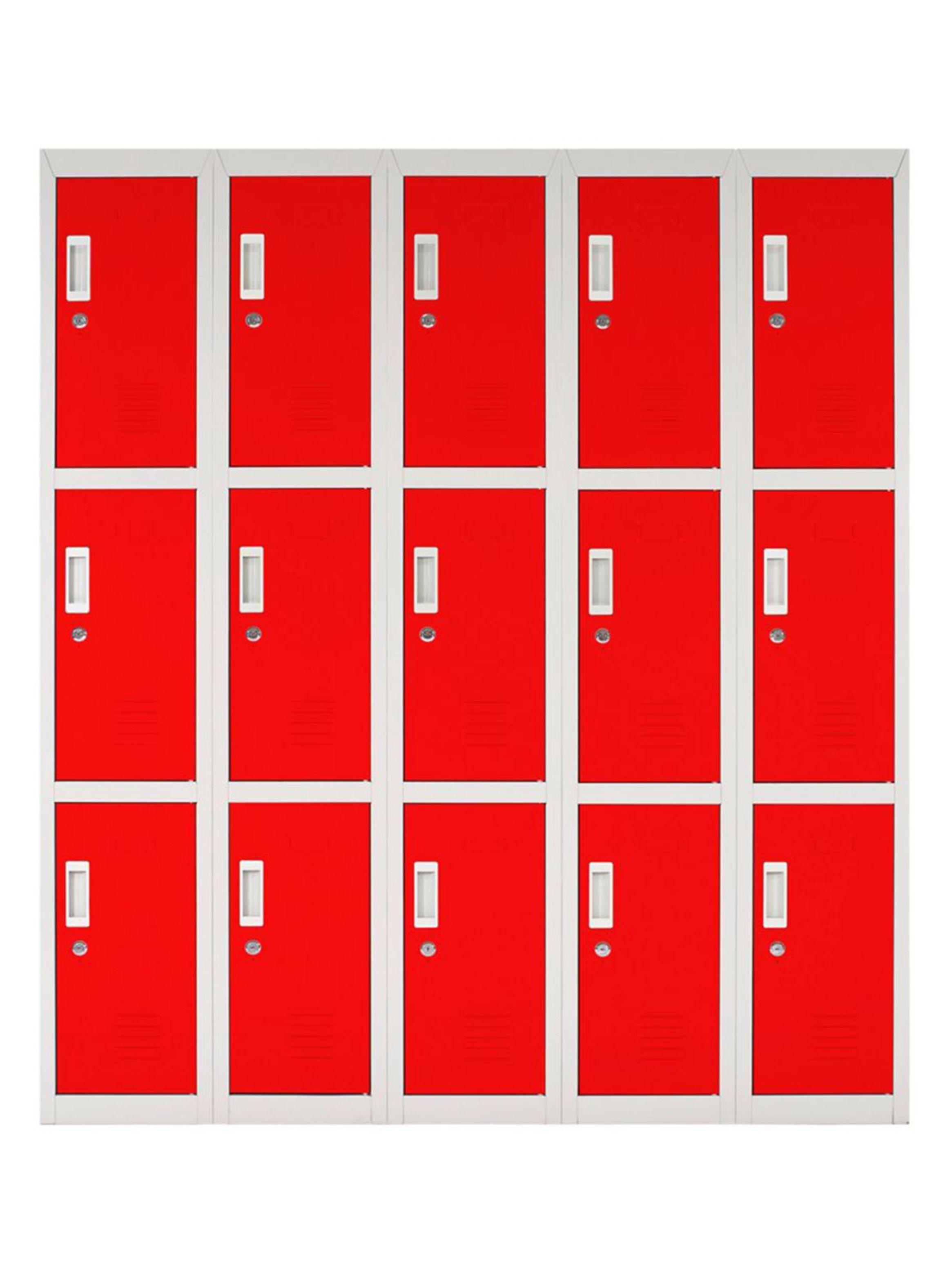 Locker Office Llaves Rojo 15 Puertas 140x50x166 cm Maletek-0