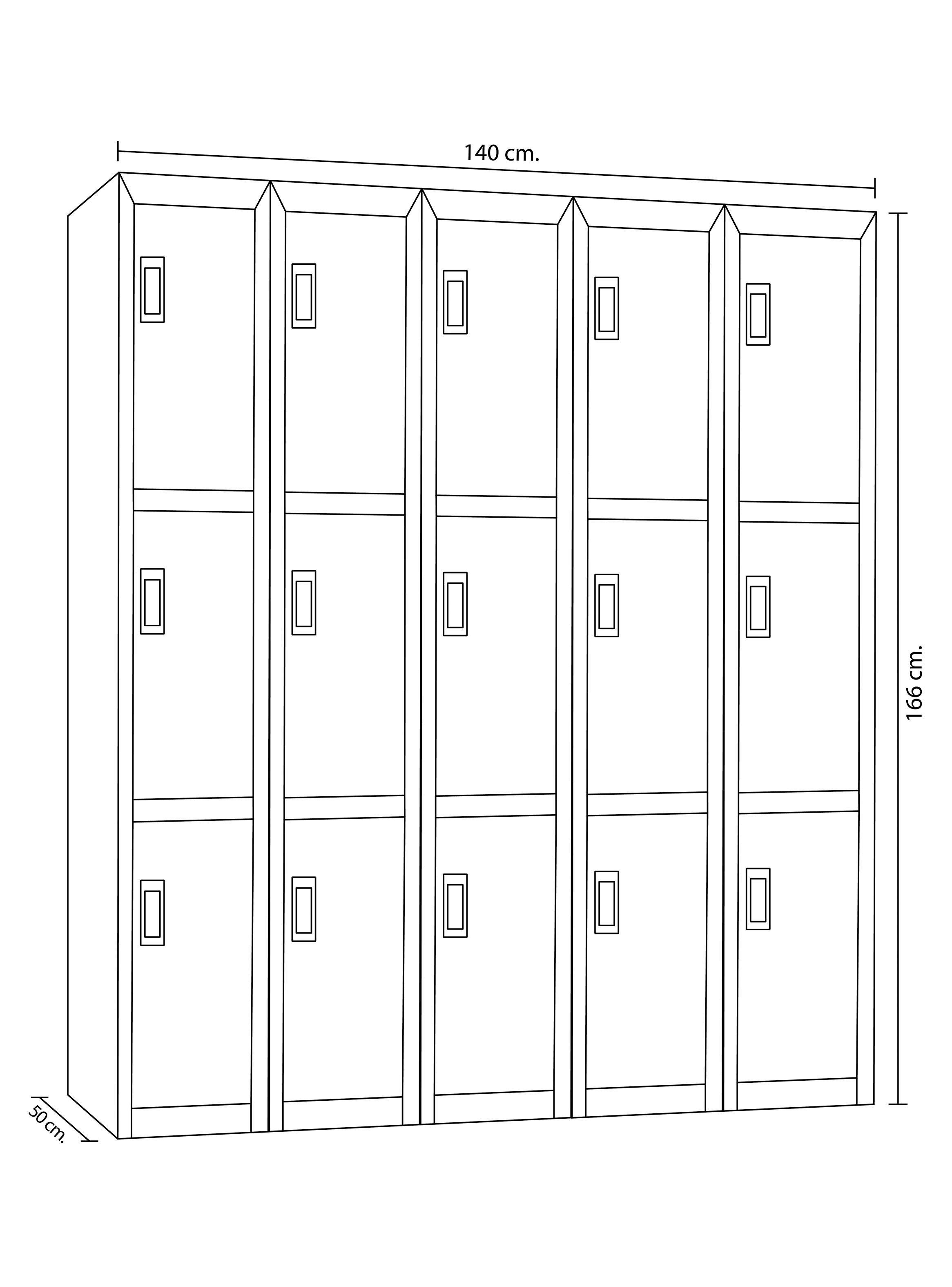 Locker Office Llaves Azul 15 Puertas 140x50x166 cm Maletek-1