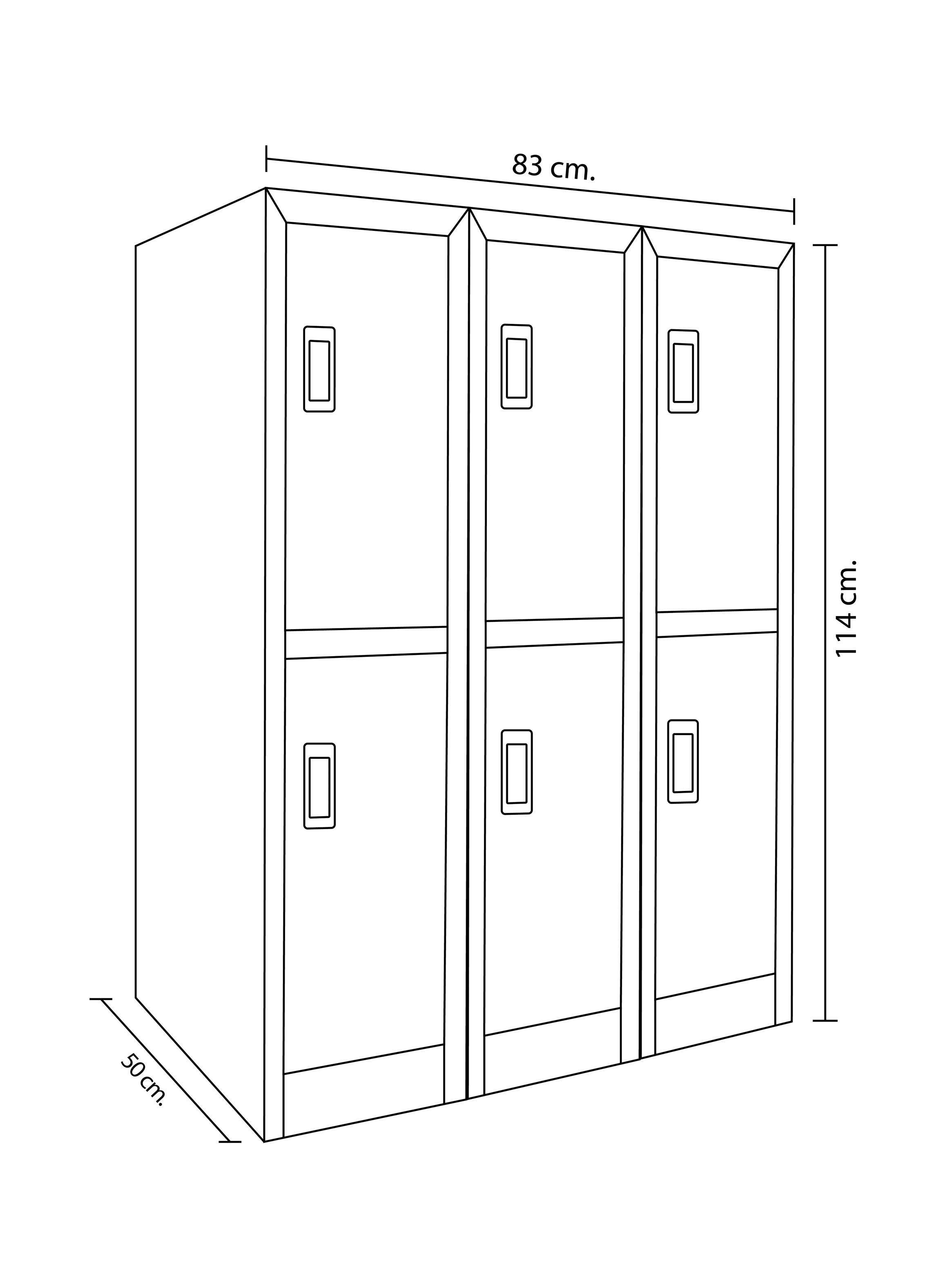 Locker Office Mini Llaves Gris 6 Puertas 83 x 50 x 114 cm-1
