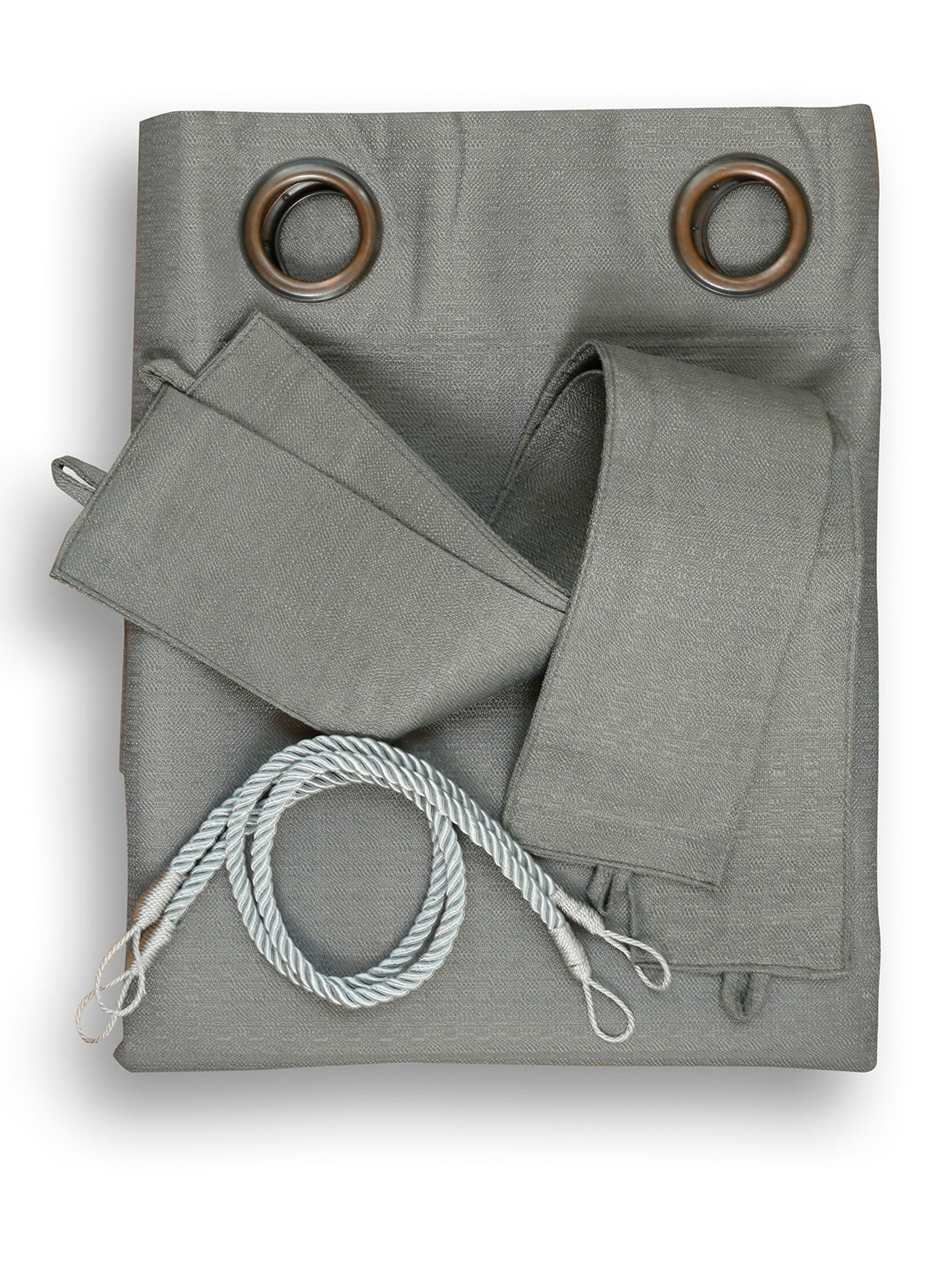 Set Mallorca Cortinas Black Out 140 x 220 cm Gris-1