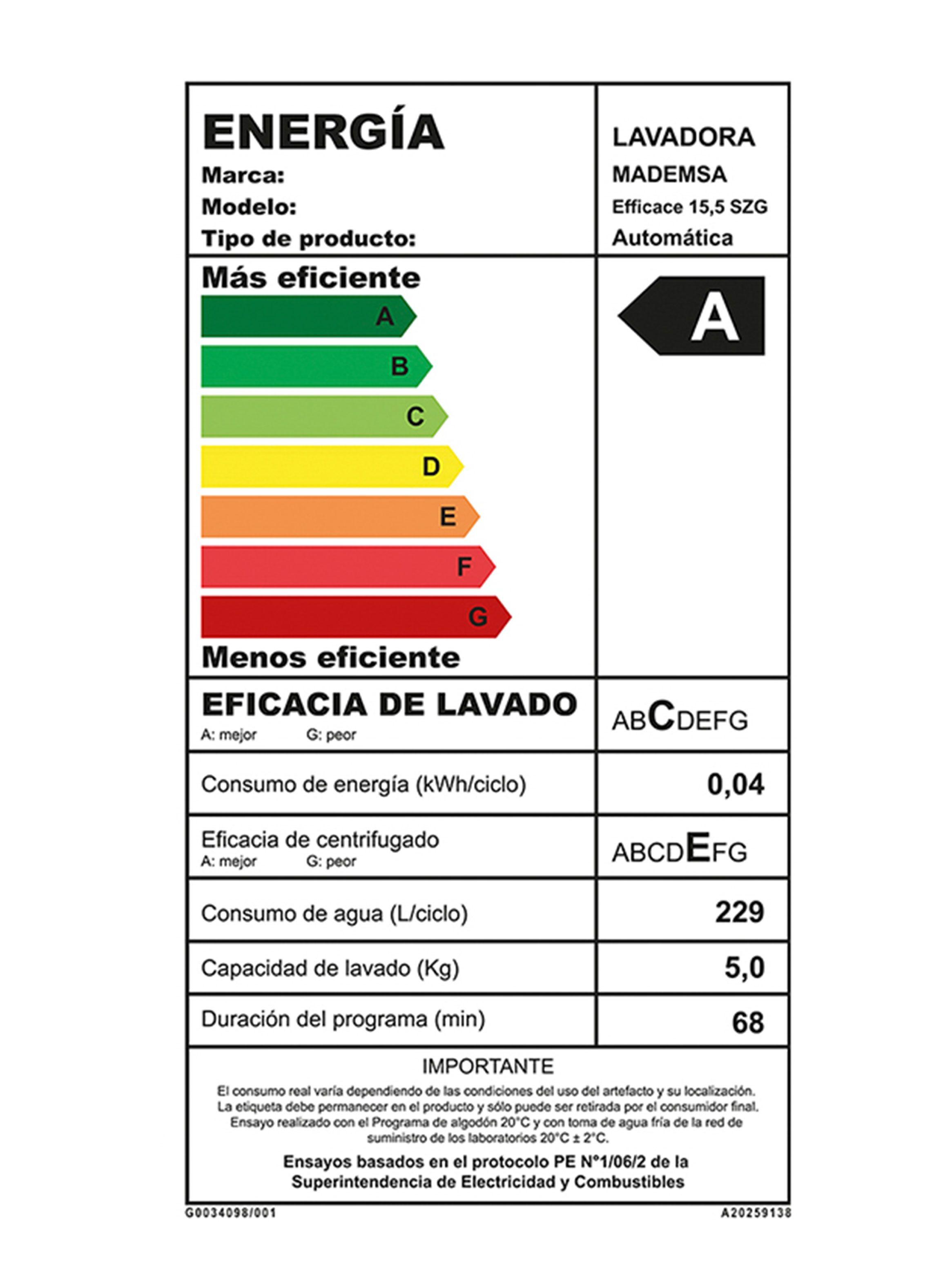 Lavadora de Carga Superior 15.5 Kg Efficace SZG Gris-4