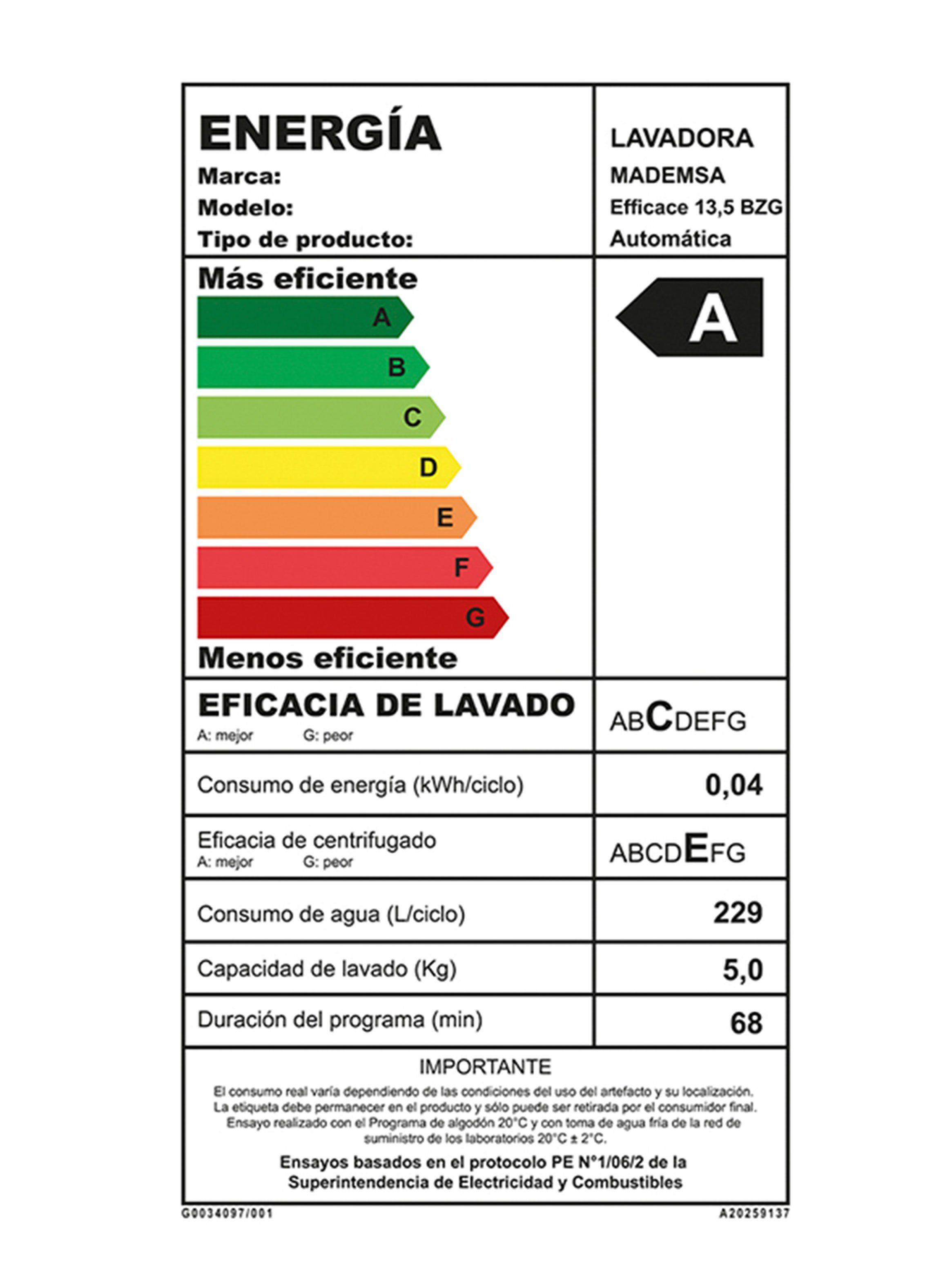 Lavadora de Carga Superior 13.5 Kg Efficace BZG Blanca-4
