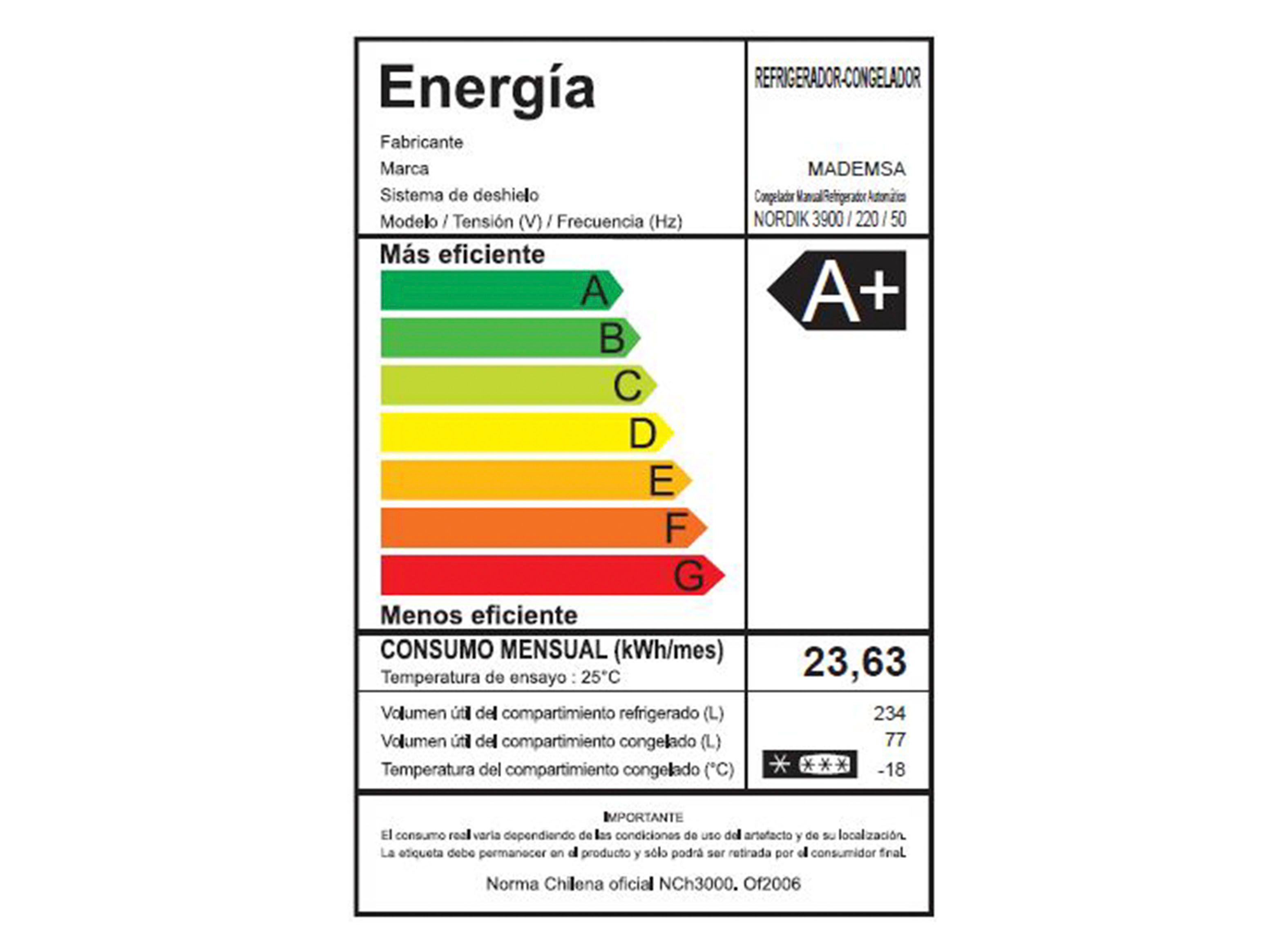 Refrigerador Mademsa Frío Directo 311 Litros NORDIK 3900 INOX-3