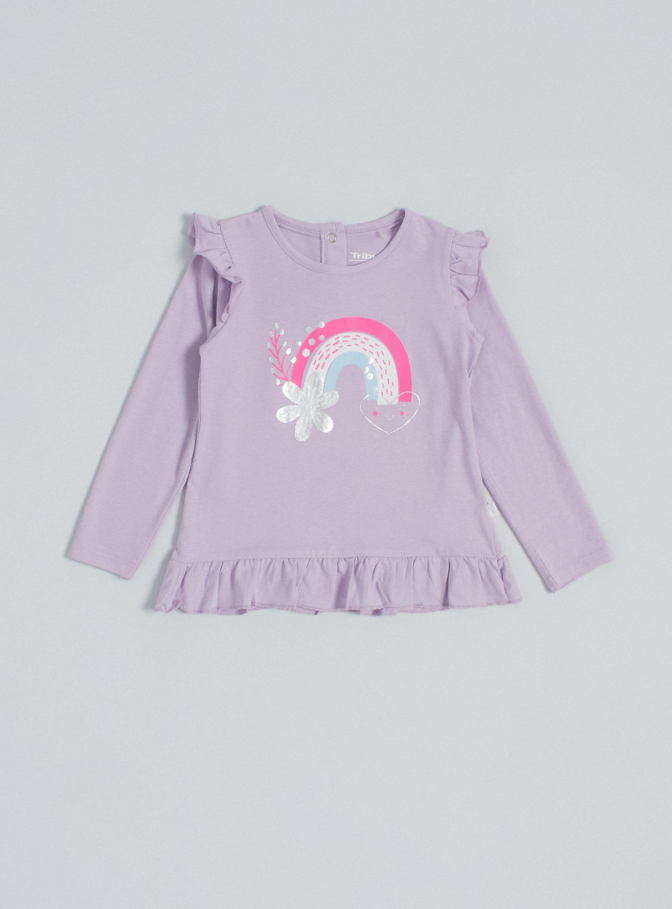 Polera Estampado Frontal con Vuelos 1-0