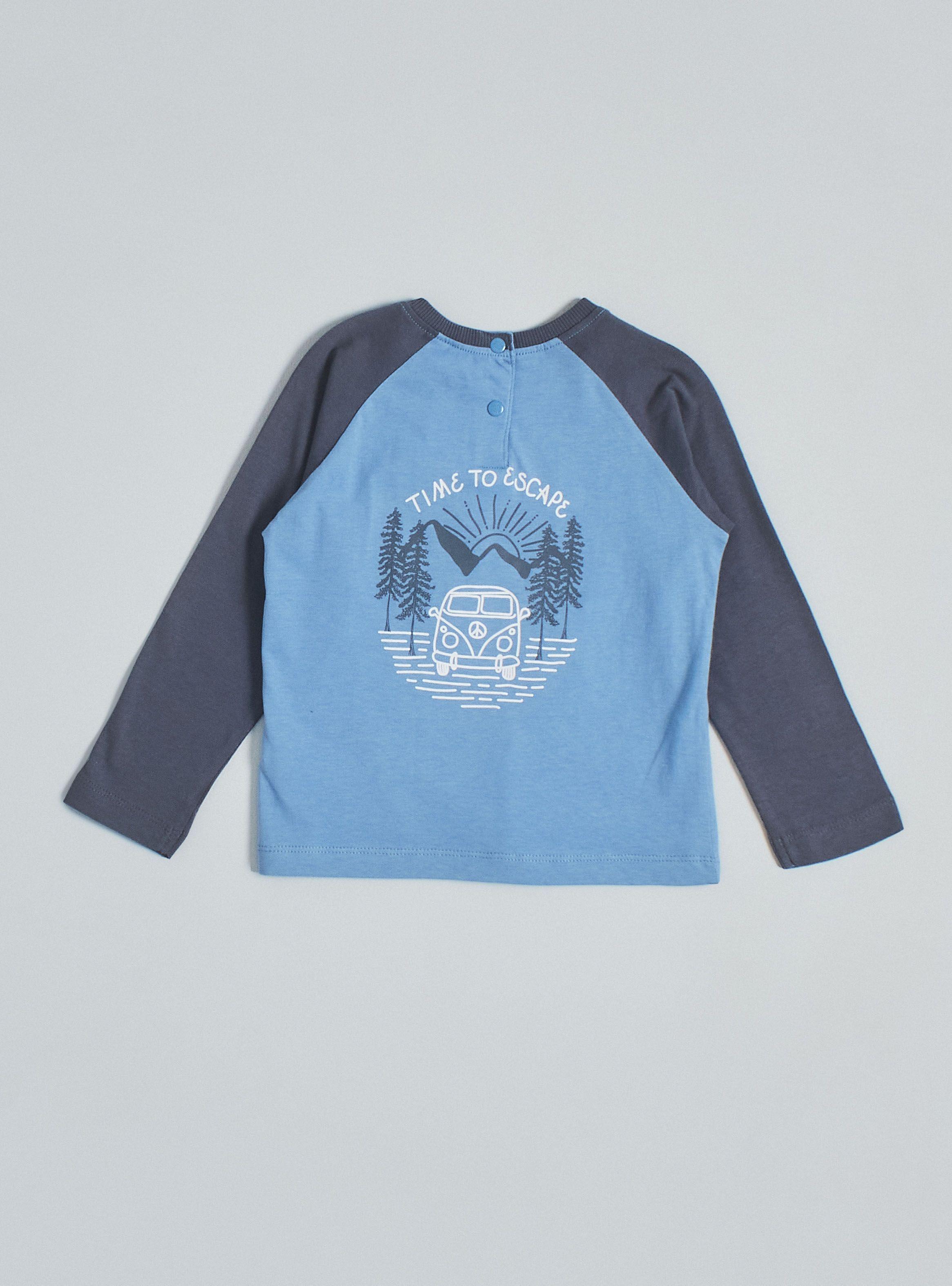 Polera Estampado Color Liso en Mangas-1