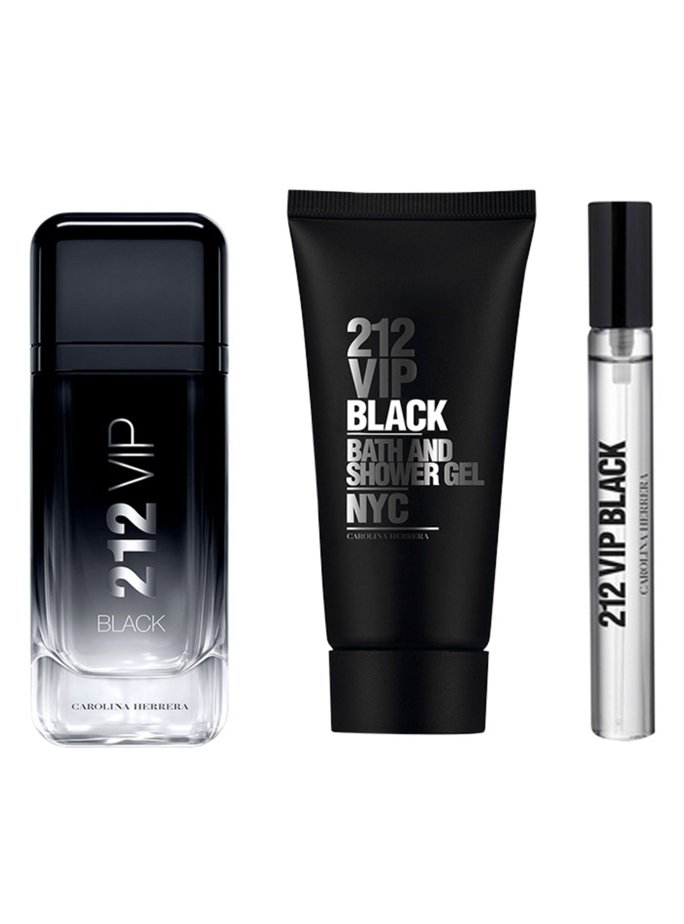 Set Perfume Carolina Herrera 212 VIP Men Black EDP 100 ml + Shower Gel 100 ml + Megaspritzer 10 ml-0