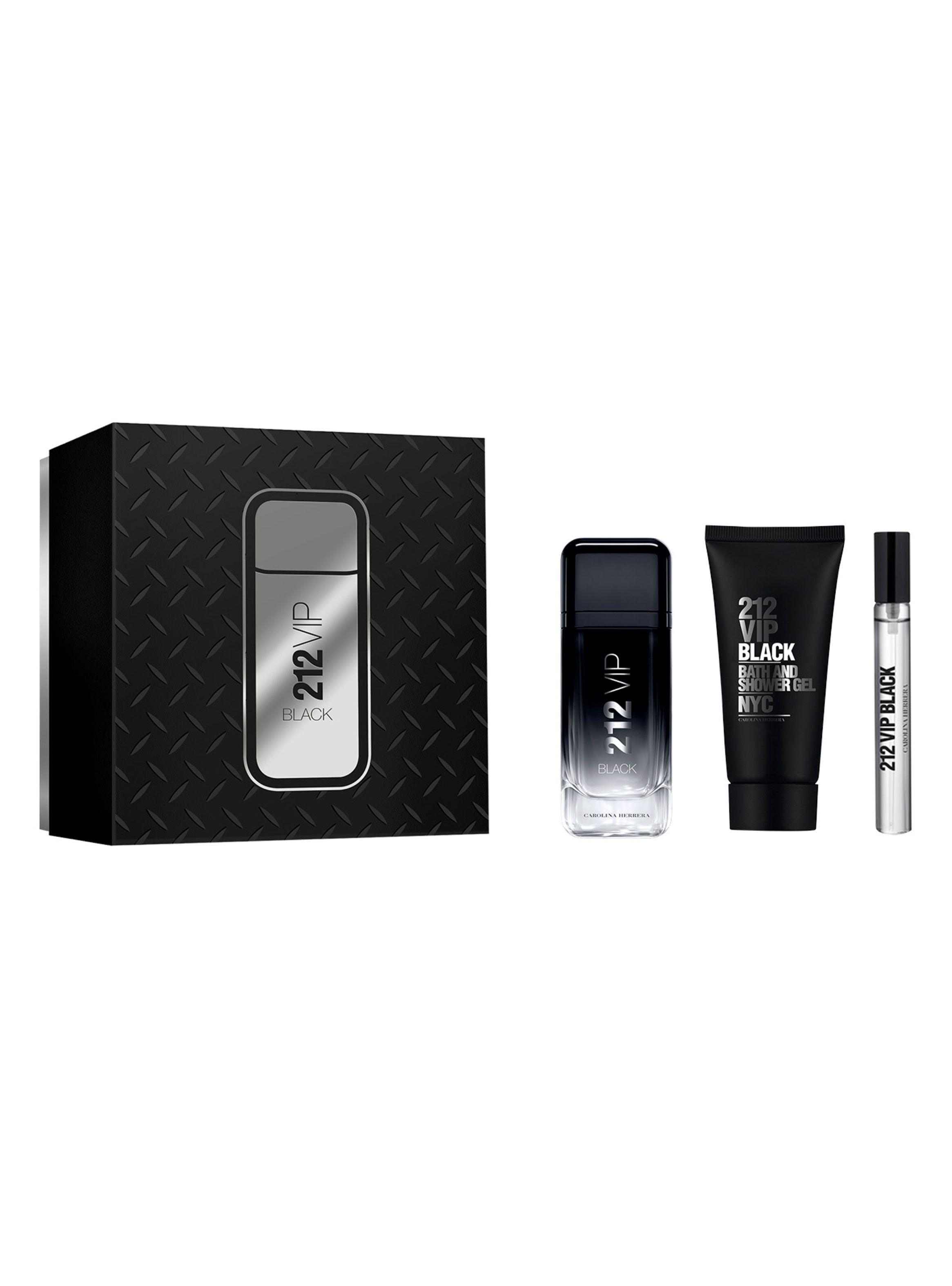 Set Perfume Carolina Herrera 212 VIP Men Black EDP 100 ml + Shower Gel 100 ml + Megaspritzer 10 ml-1