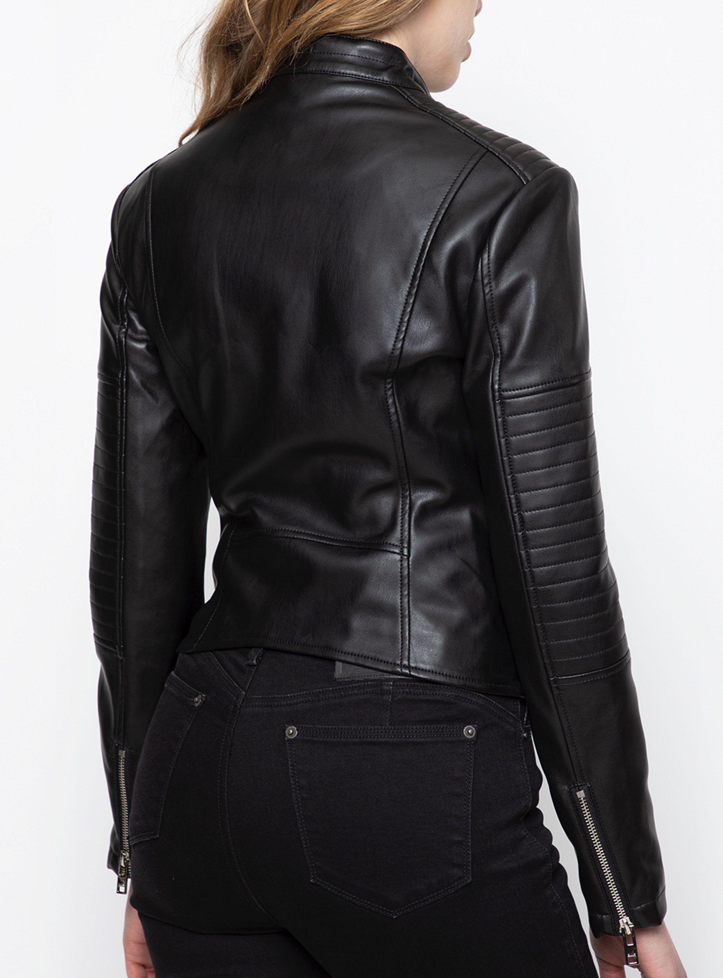 Chaqueta Moto Negra Cuero Sintético-1