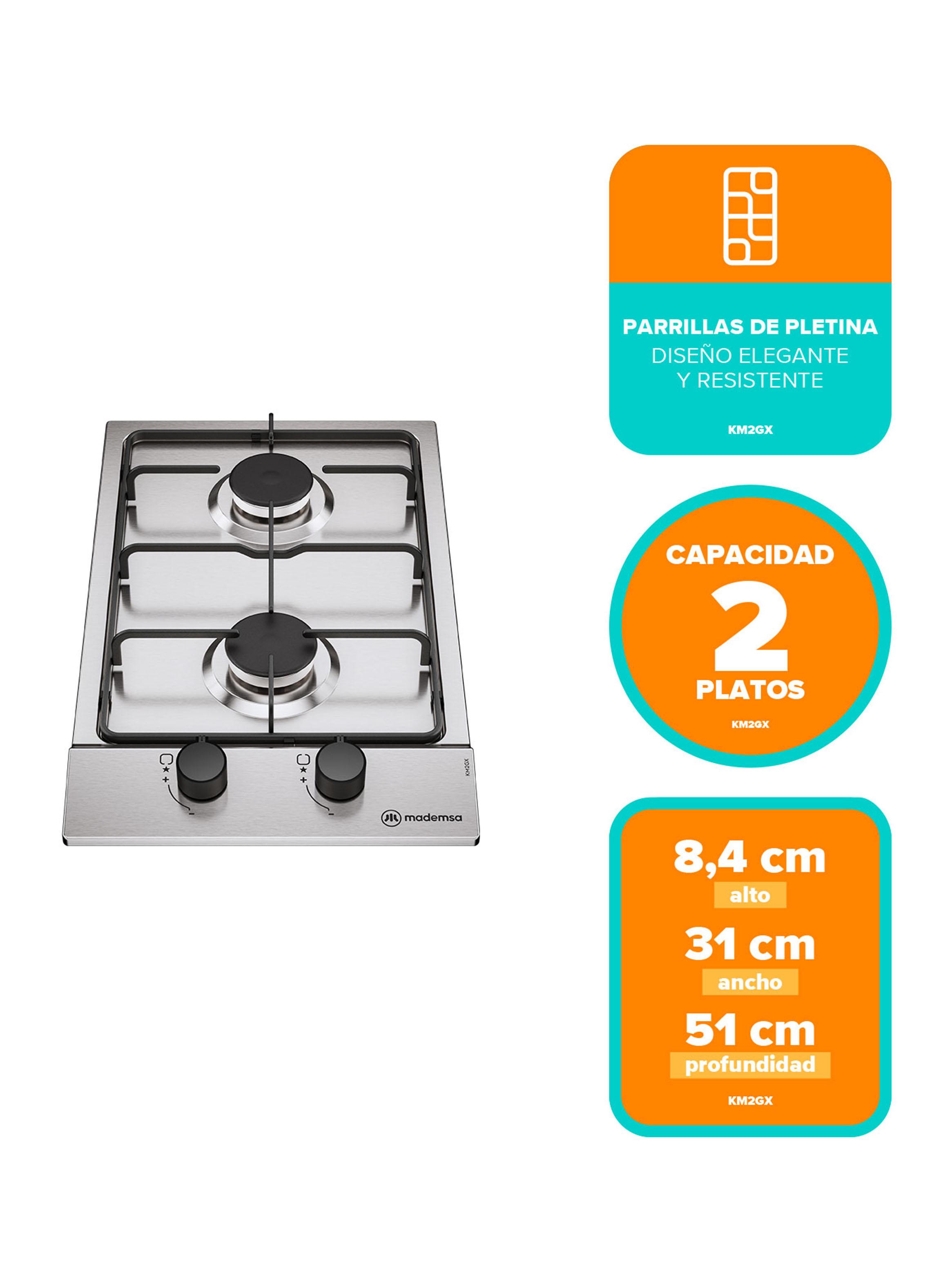 Encimera a Gas 2 Quemadores KM2GX-1