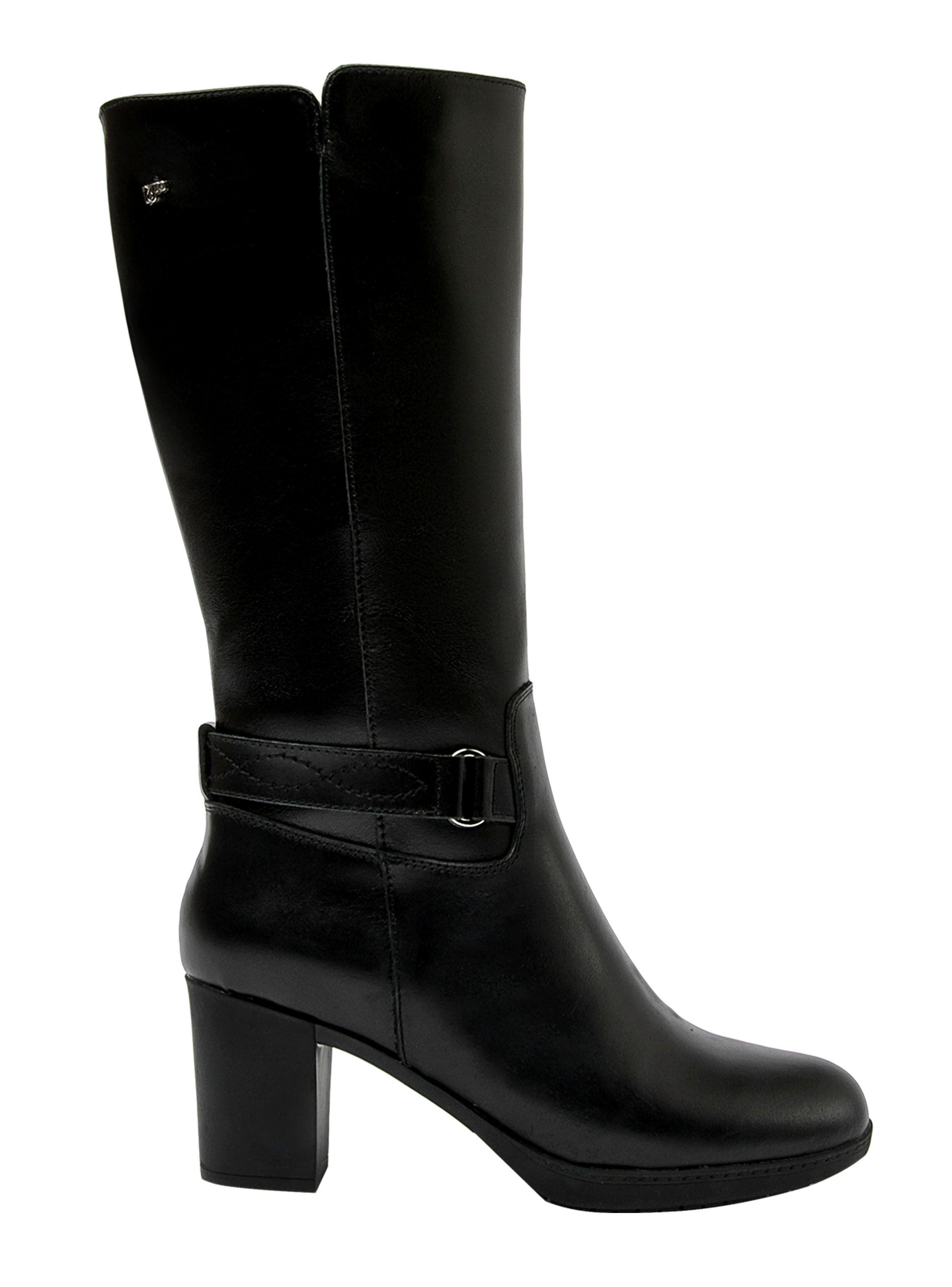 Bota J061 Cuero Taco Cuadrado Mujer-0