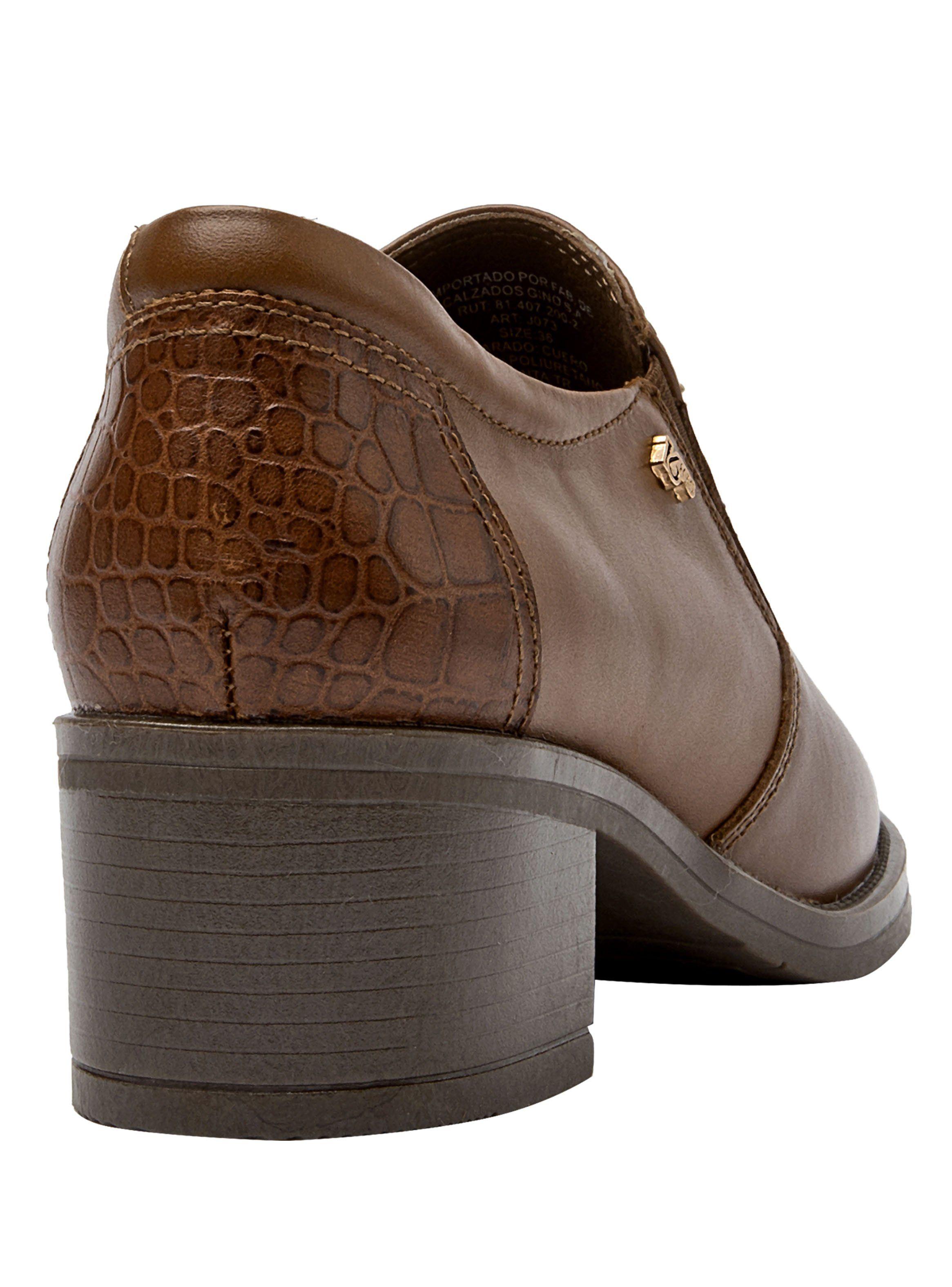 Zapato Casual J073  Cuero Taco Cuadrado Mujer-4