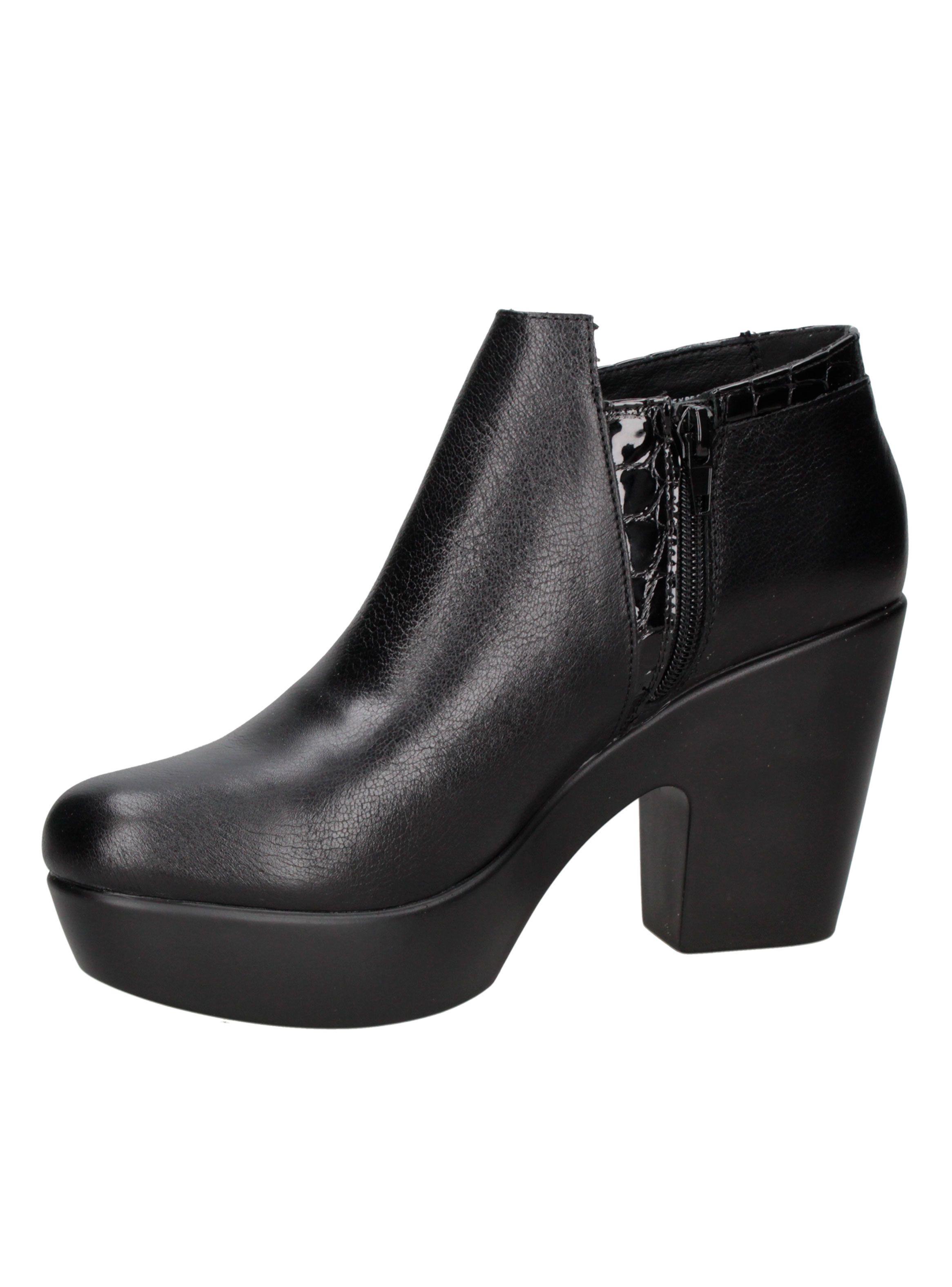 Botín Cuero Cj053 Taco Cuadrado Mujer-2