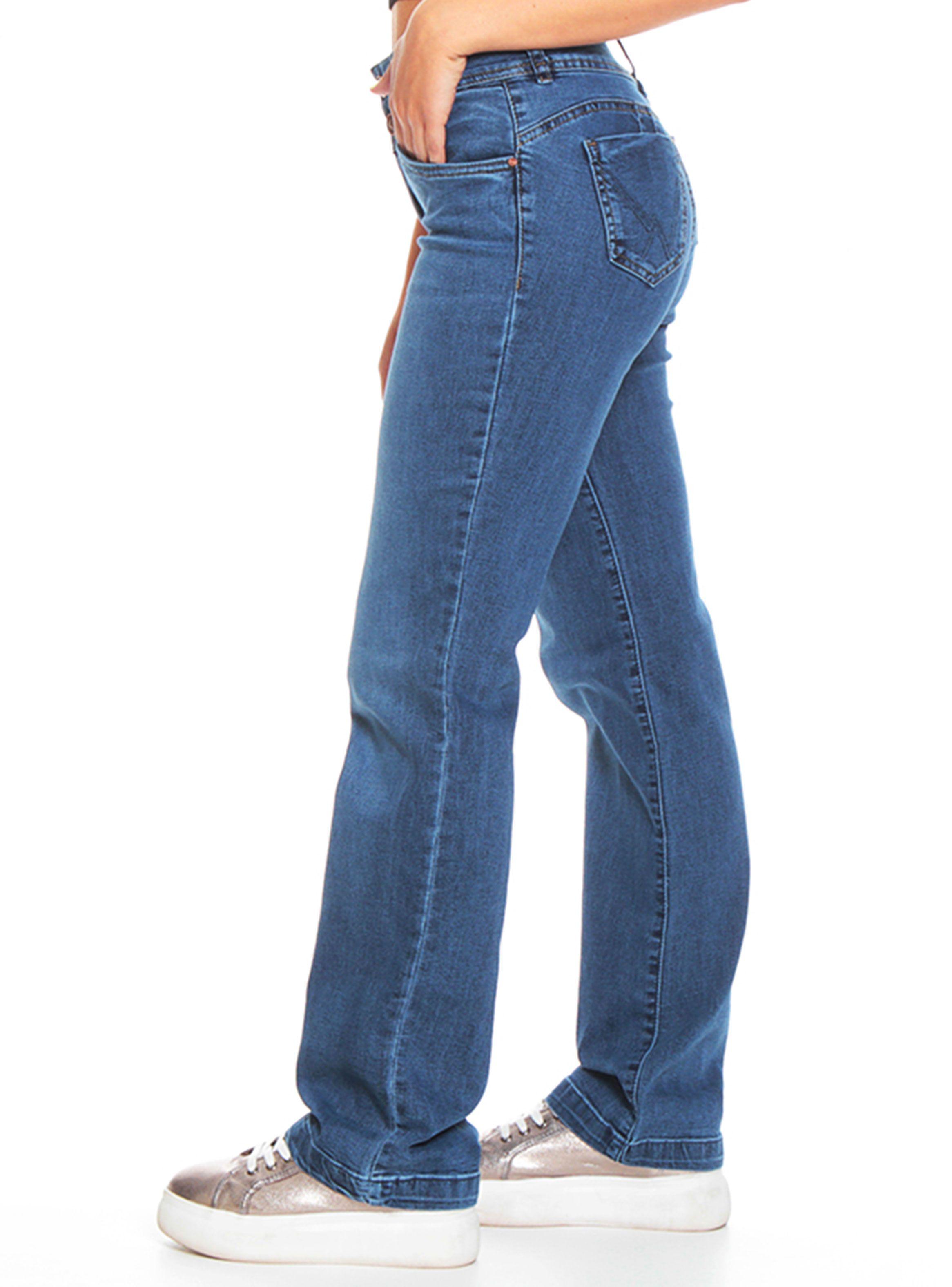 Jeans Recto Bootcut Tiro Alto Push Pretina Ancha Botones-2