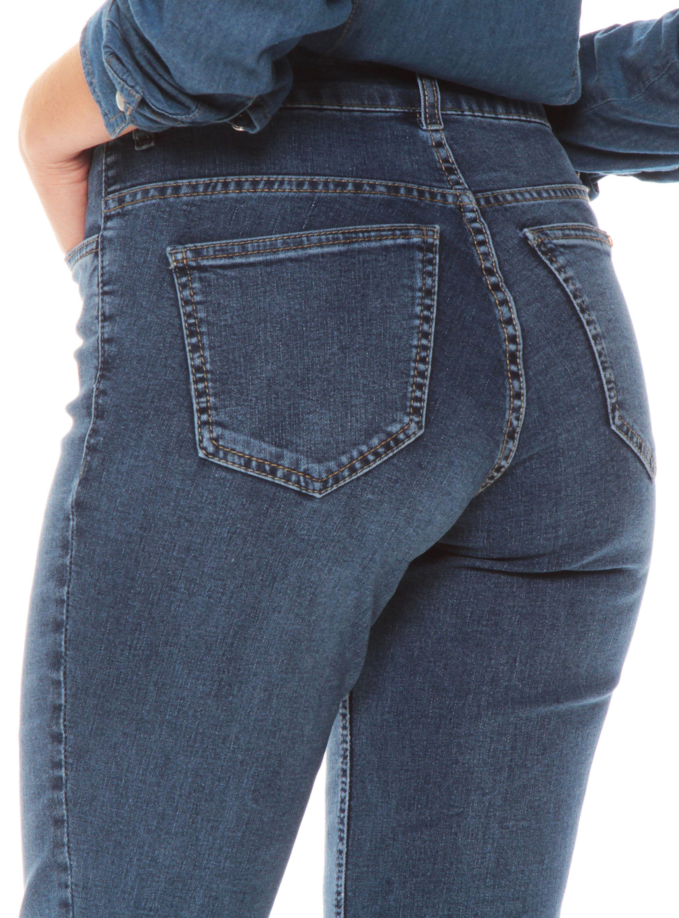 Jeans Básico Recto Tiro Alto Pretina Botón 1-2