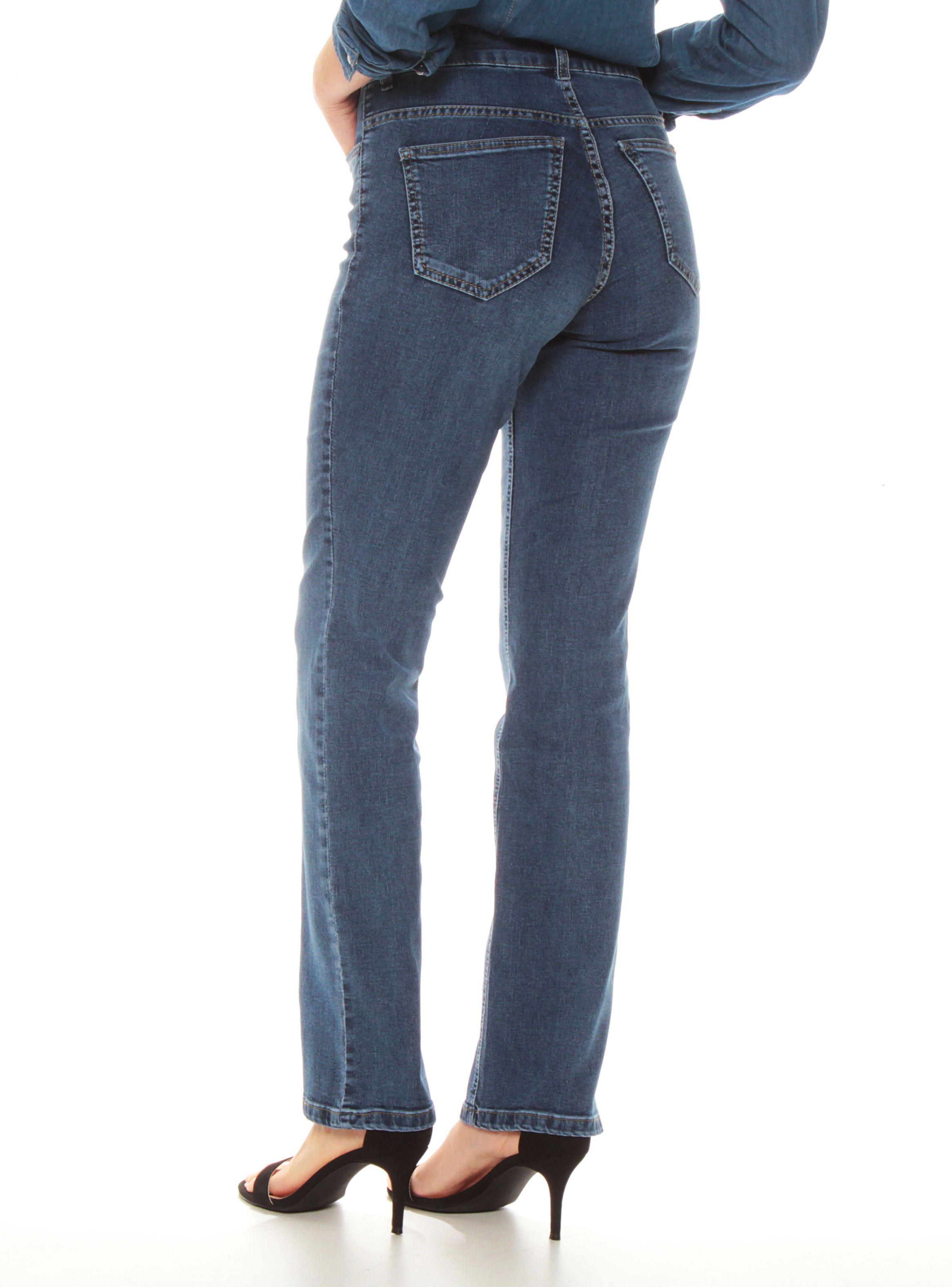 Jeans Básico Recto Tiro Alto Pretina Botón 1-1