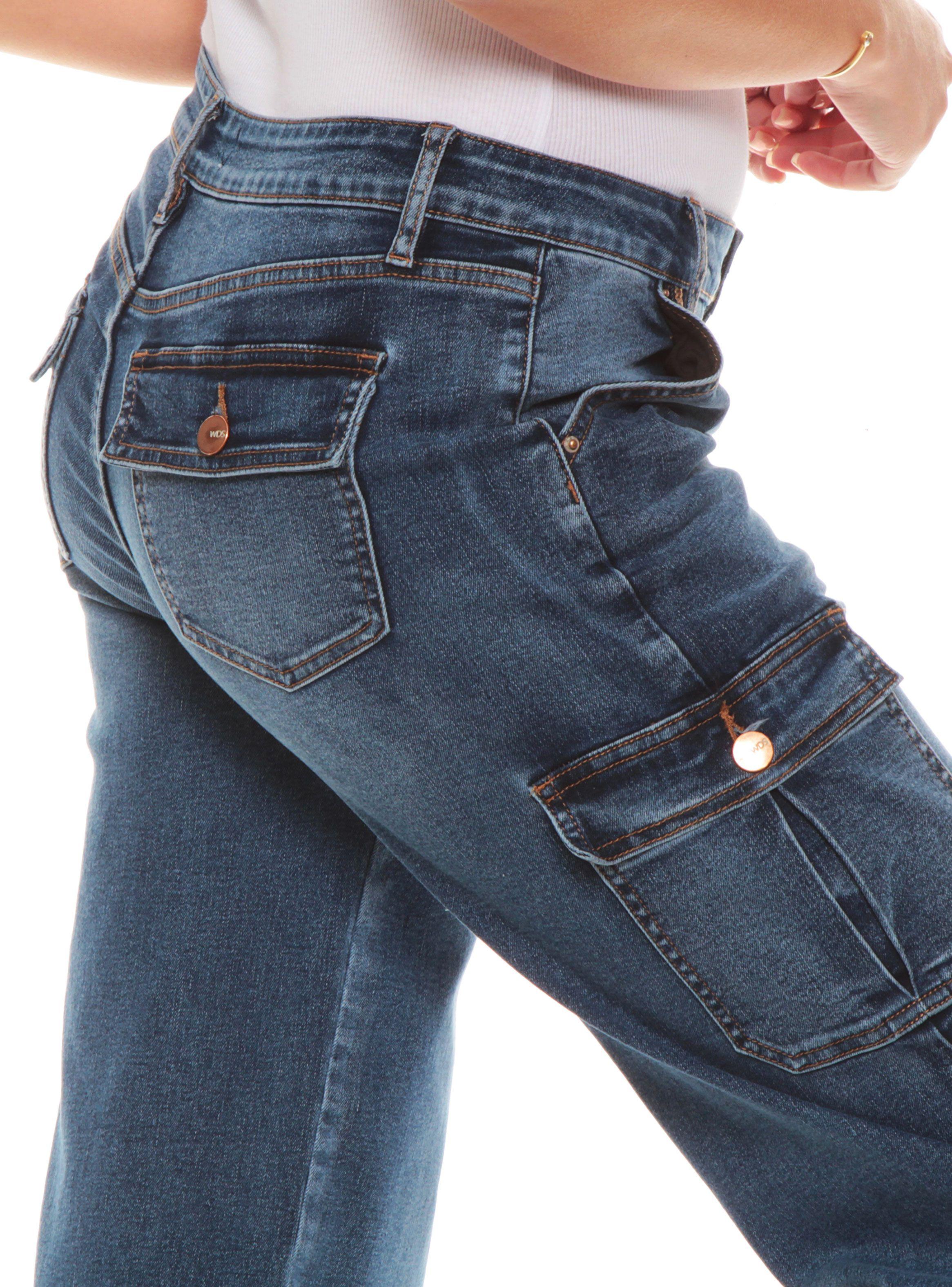 Jeans Skater Jeans Cargo Tiro Bajo Pretina 1 Botón-1