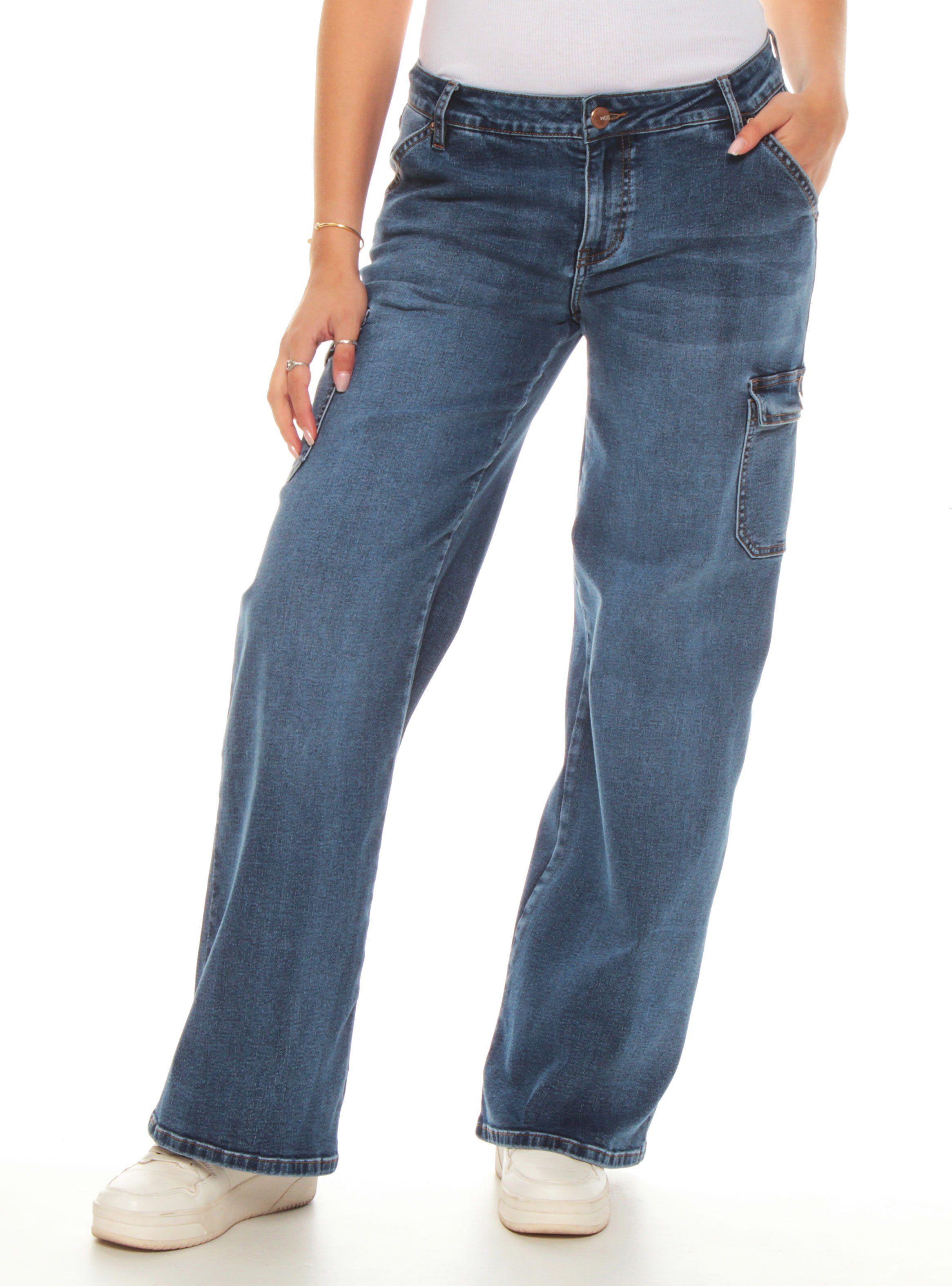 Jeans Skater Jeans Cargo Tiro Bajo Pretina 1 Botón-0