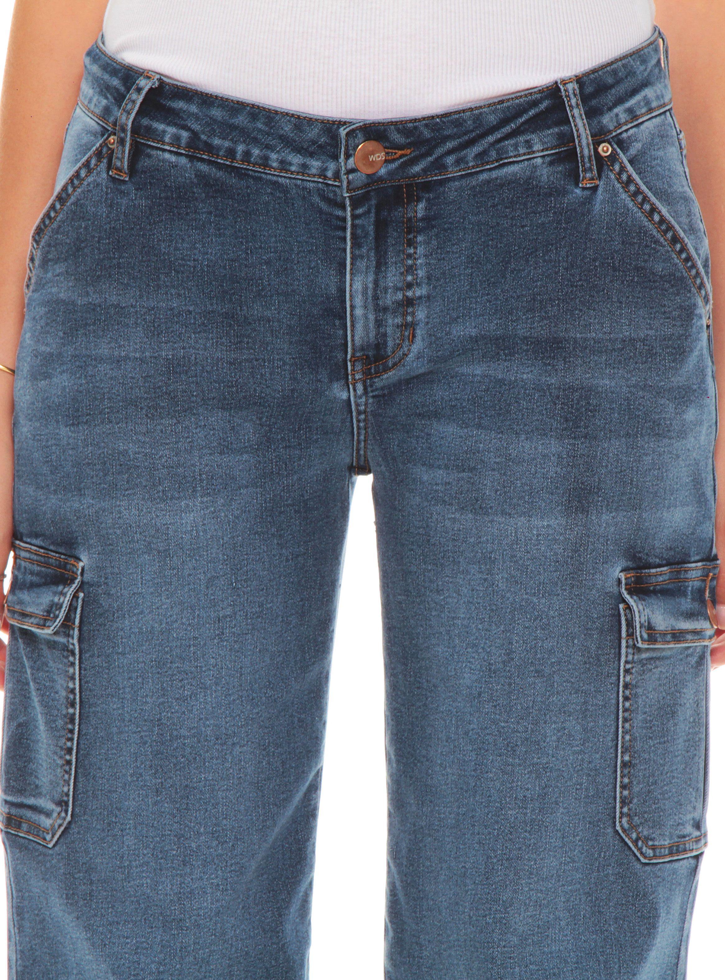 Jeans Skater Jeans Cargo Tiro Bajo Pretina 1 Botón-2