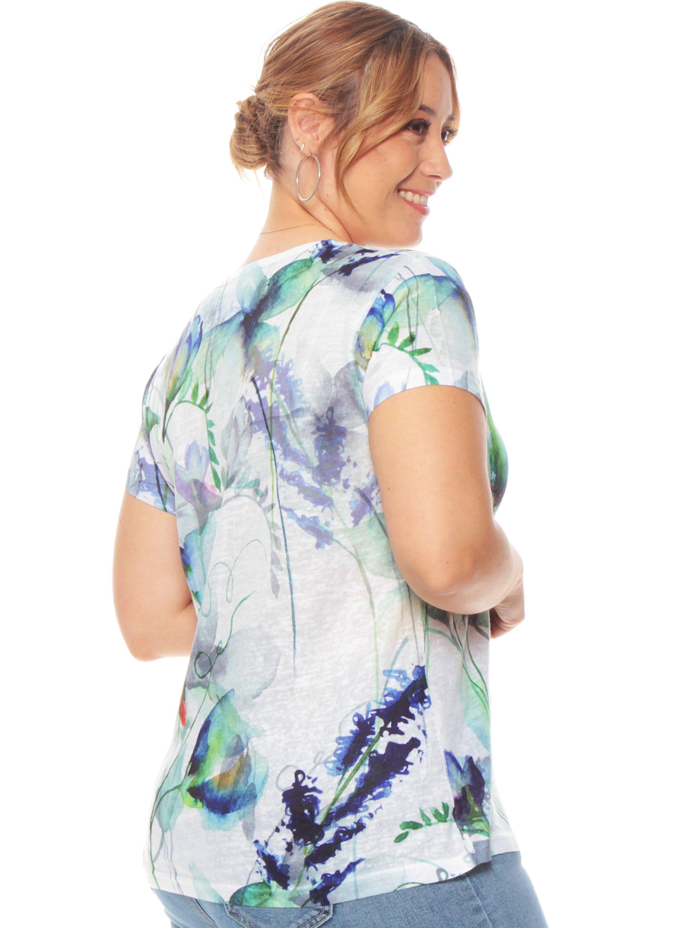 Polera Estampada Escote Redondo Detalle Strass-1