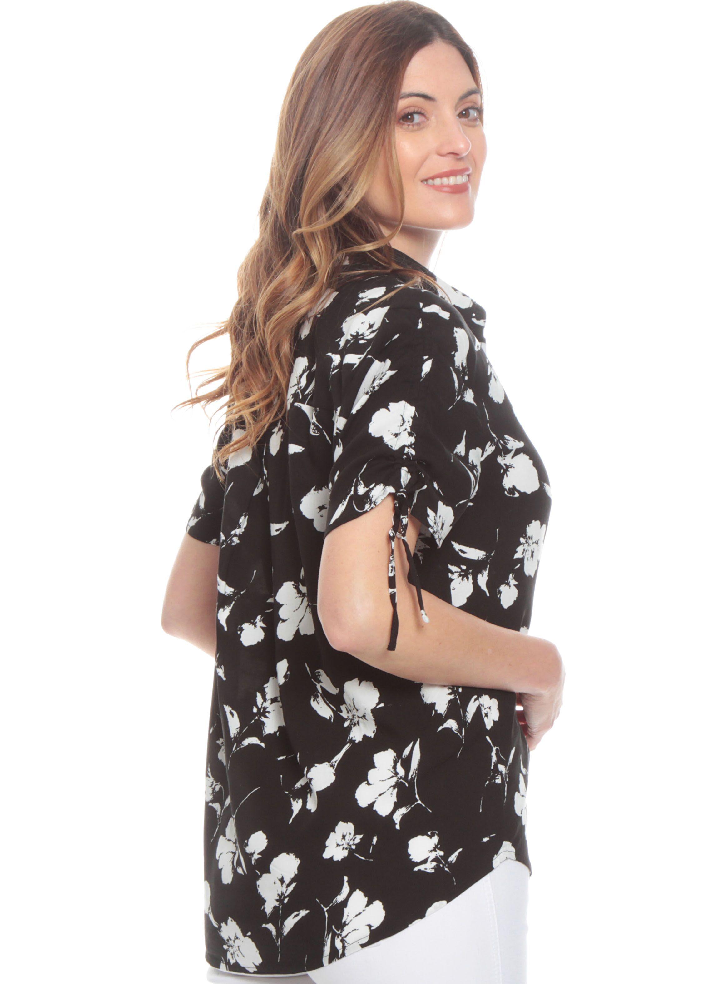 Blusa Ajustable Estampada Cuello Camisero-1