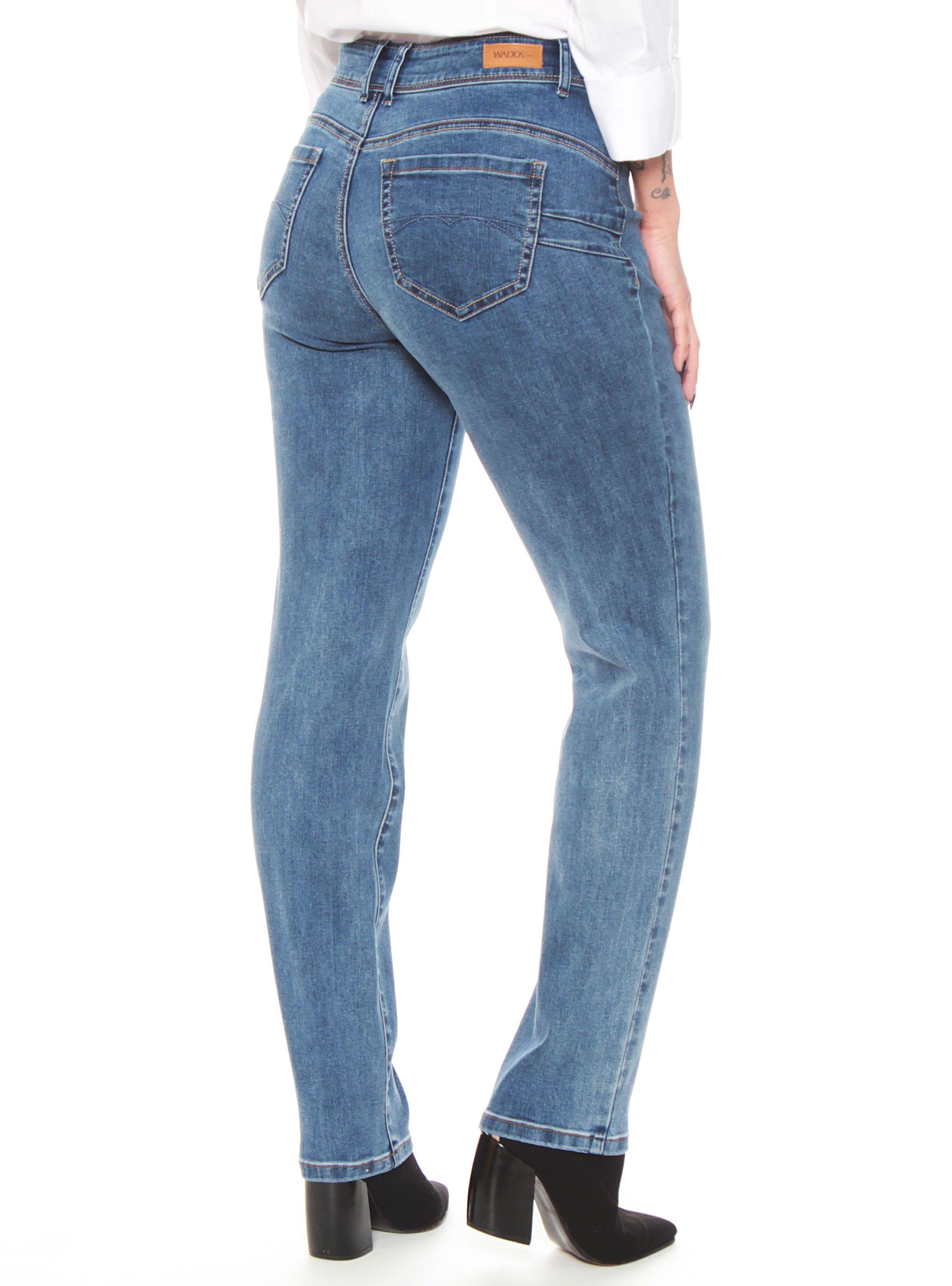 Jeans Recto Tiro Alto Push Up Pretina Media Dos Botones-1