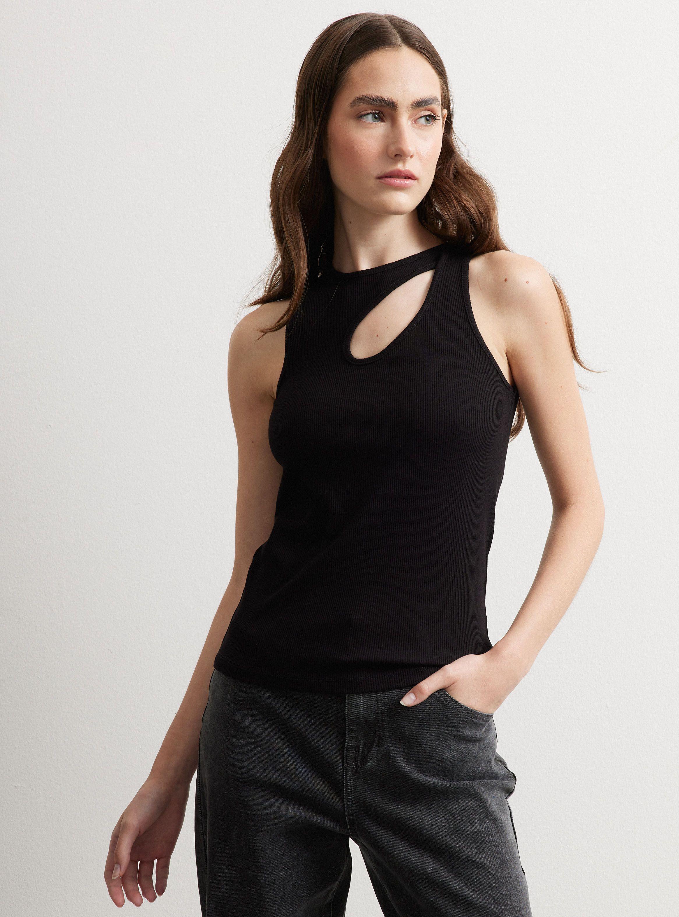 Polera Top Rib Halter Cut Out-2