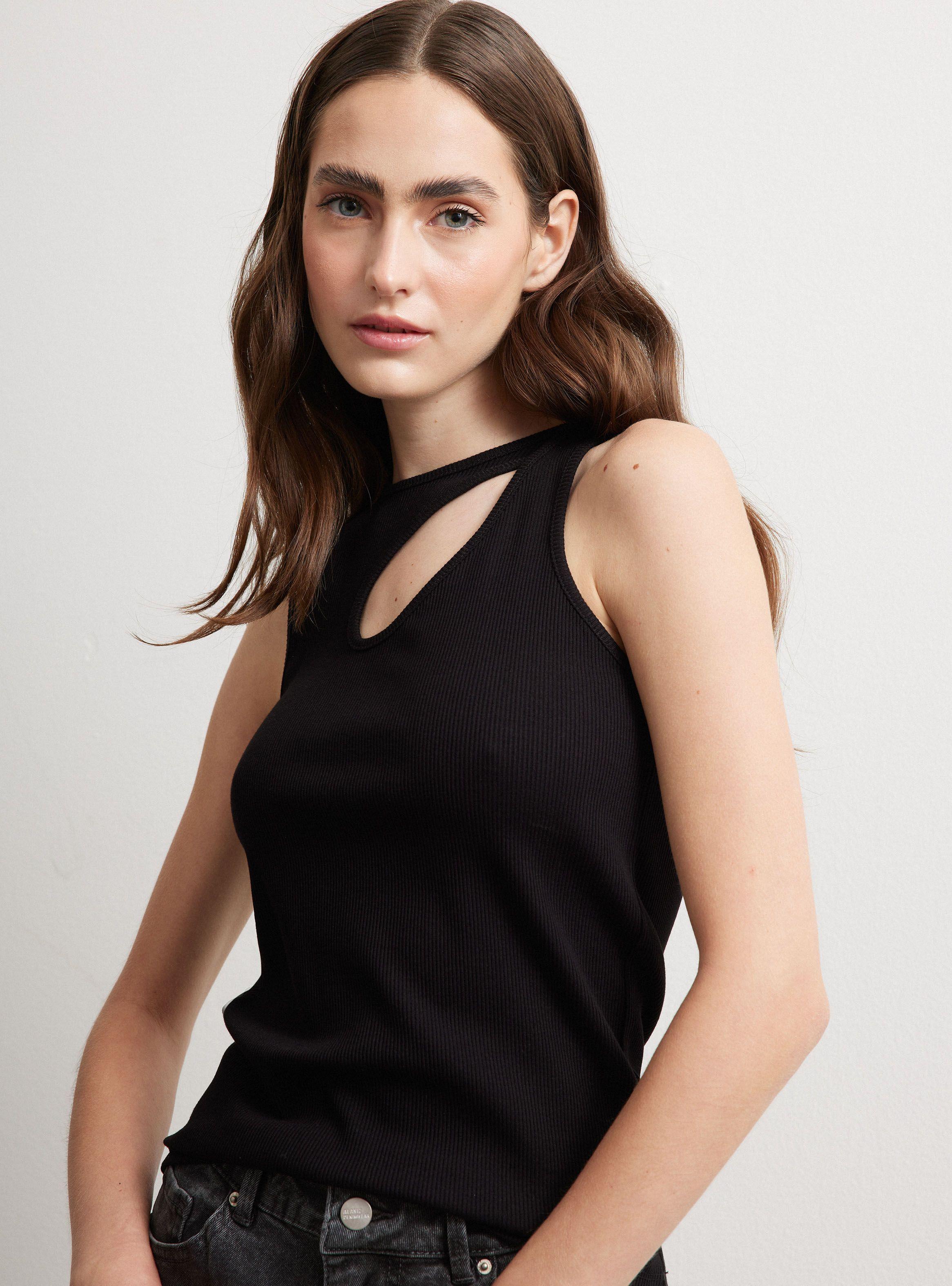 Polera Top Rib Halter Cut Out-0