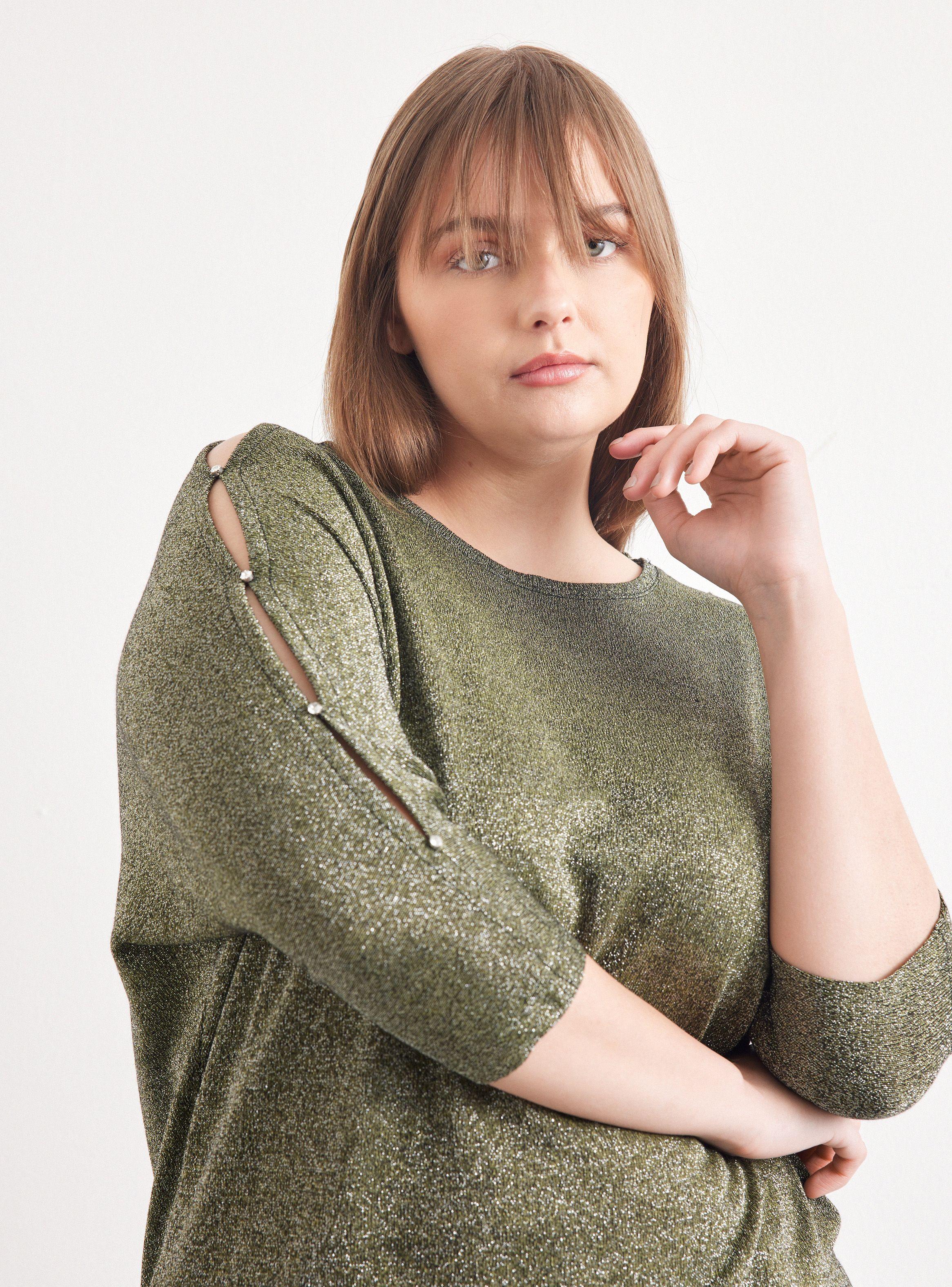 Sweater Jaspeado con Abertura y Decoración-2