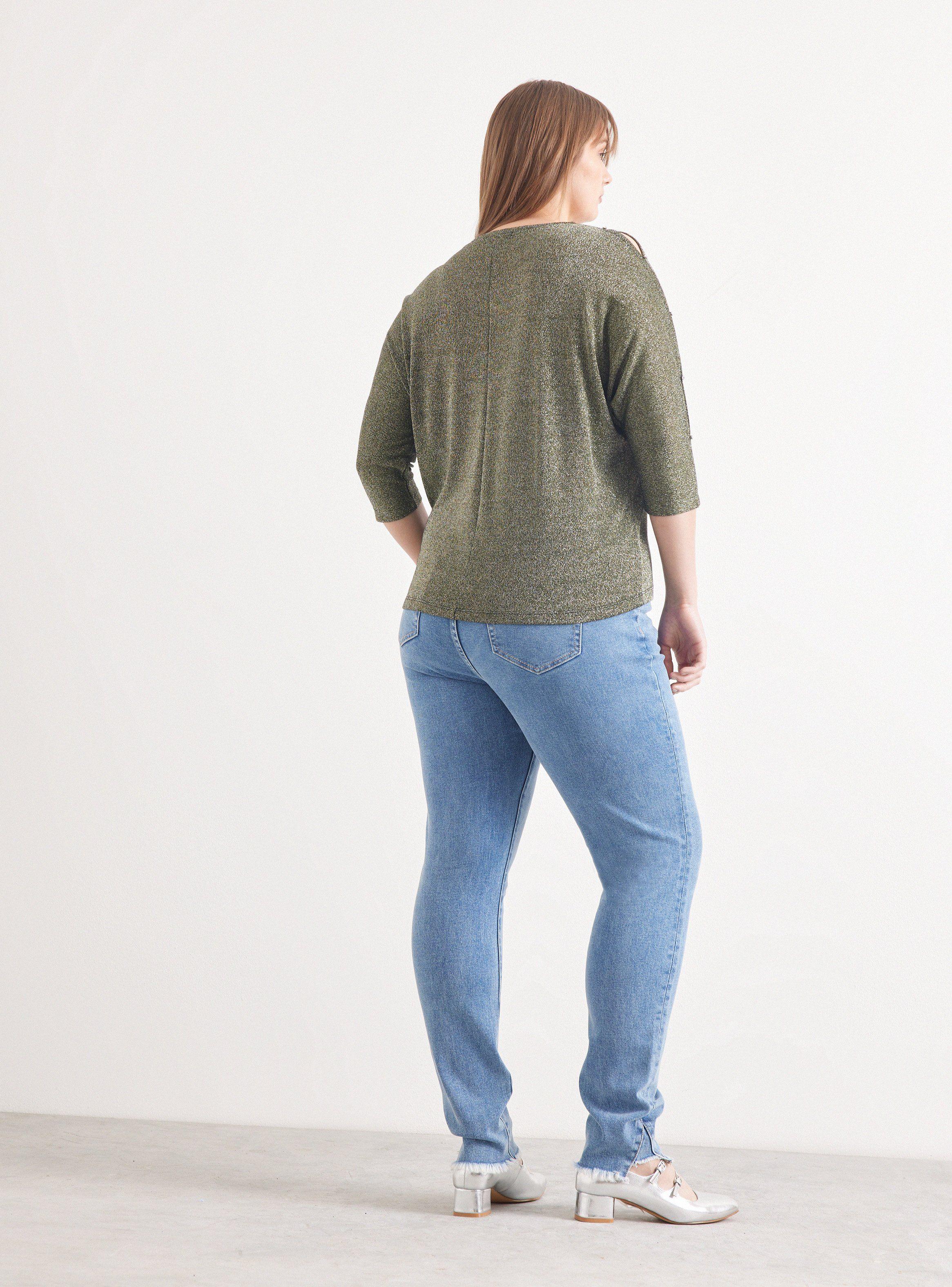 Sweater Jaspeado con Abertura y Decoración-5