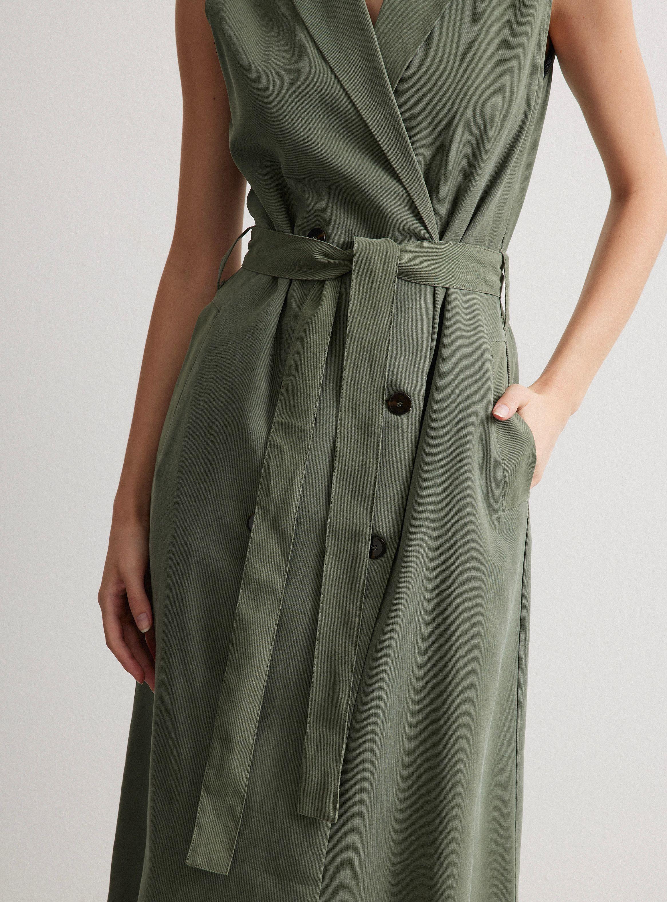 Blazer Trench Sin Mangas Fluido-3