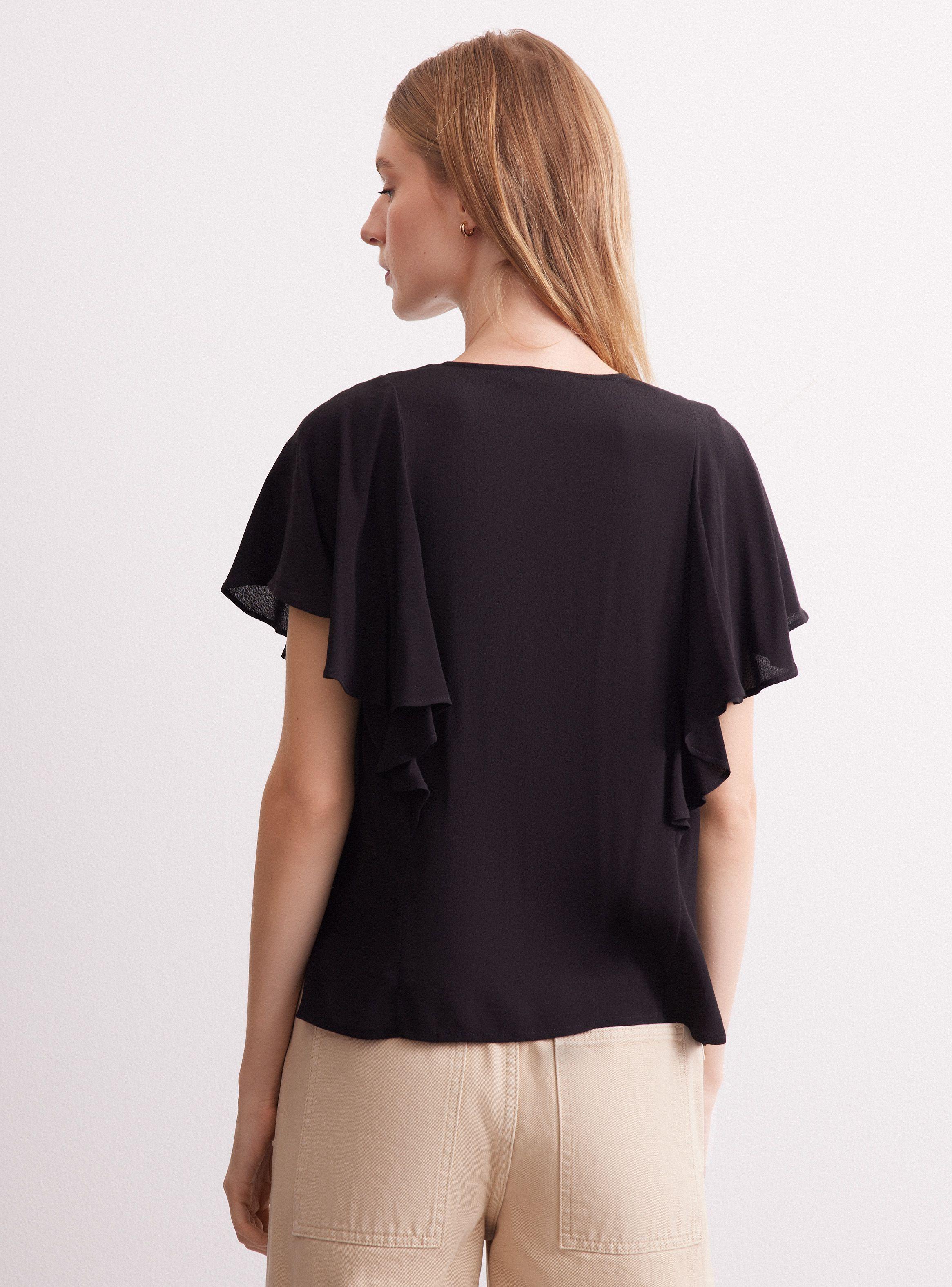 Blusa Escote V Con Manga Vuelos Fluida-1
