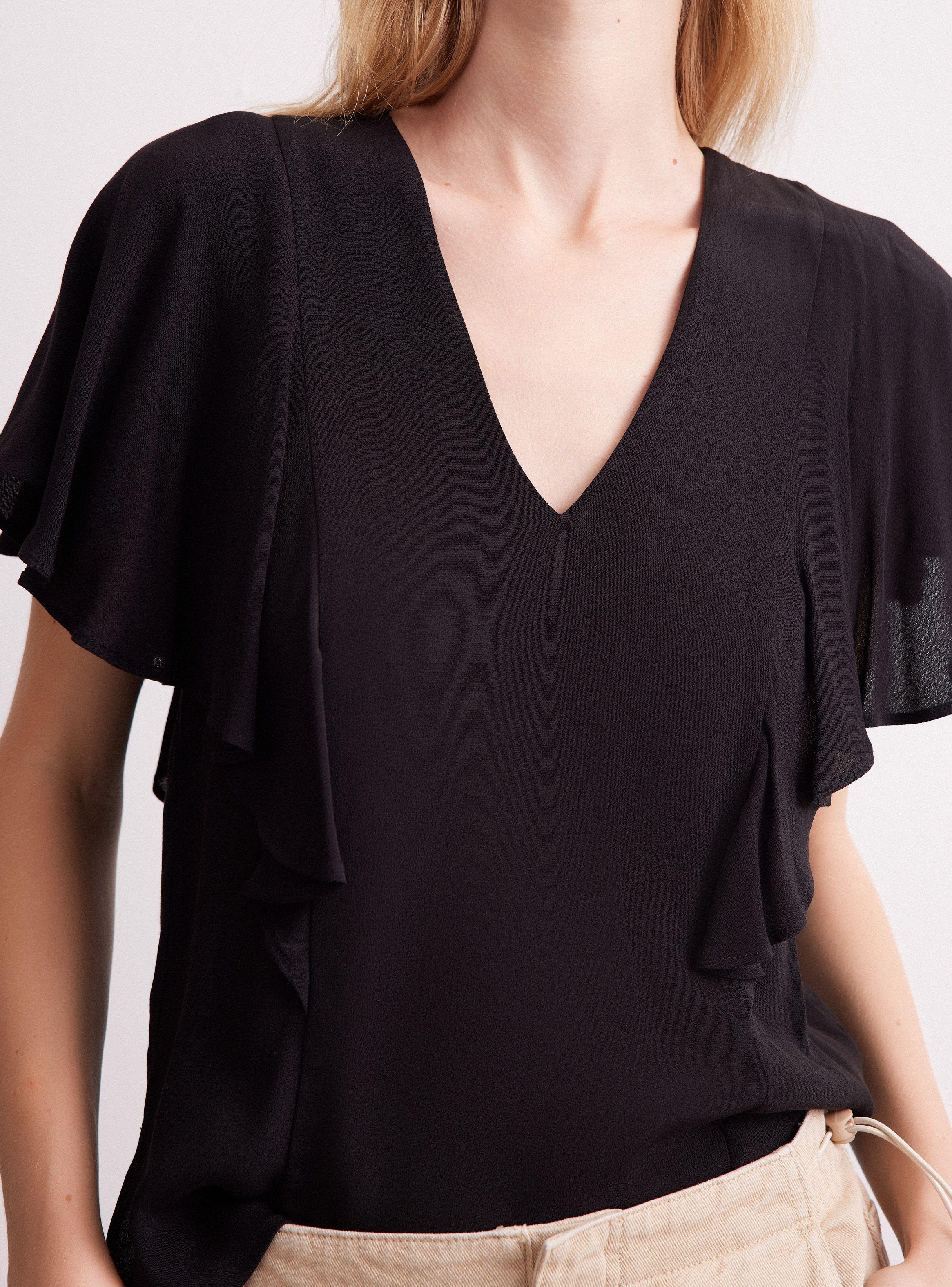 Blusa Escote V Con Manga Vuelos Fluida-3