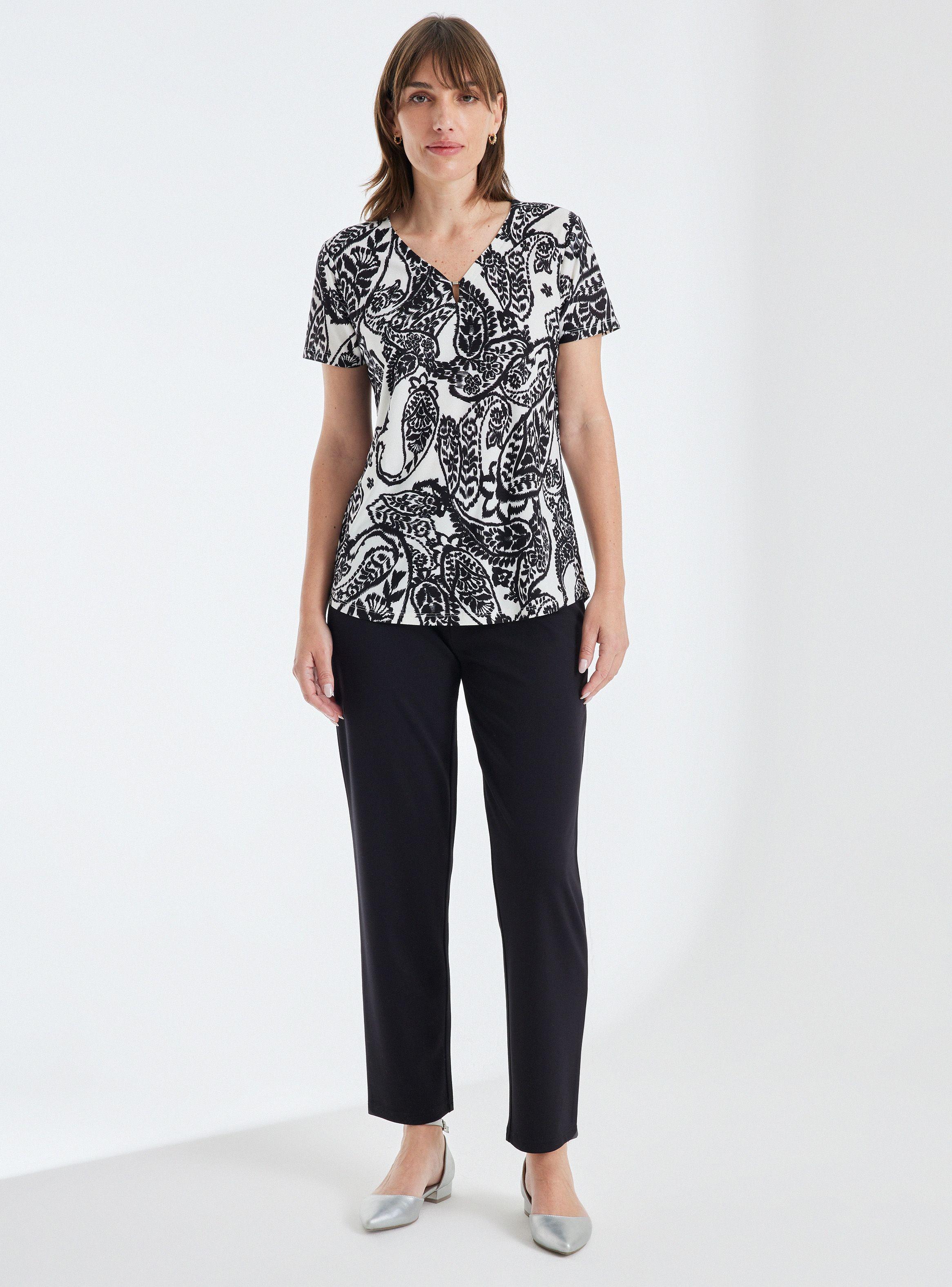Polera Estampado Bicolor Escote V-4