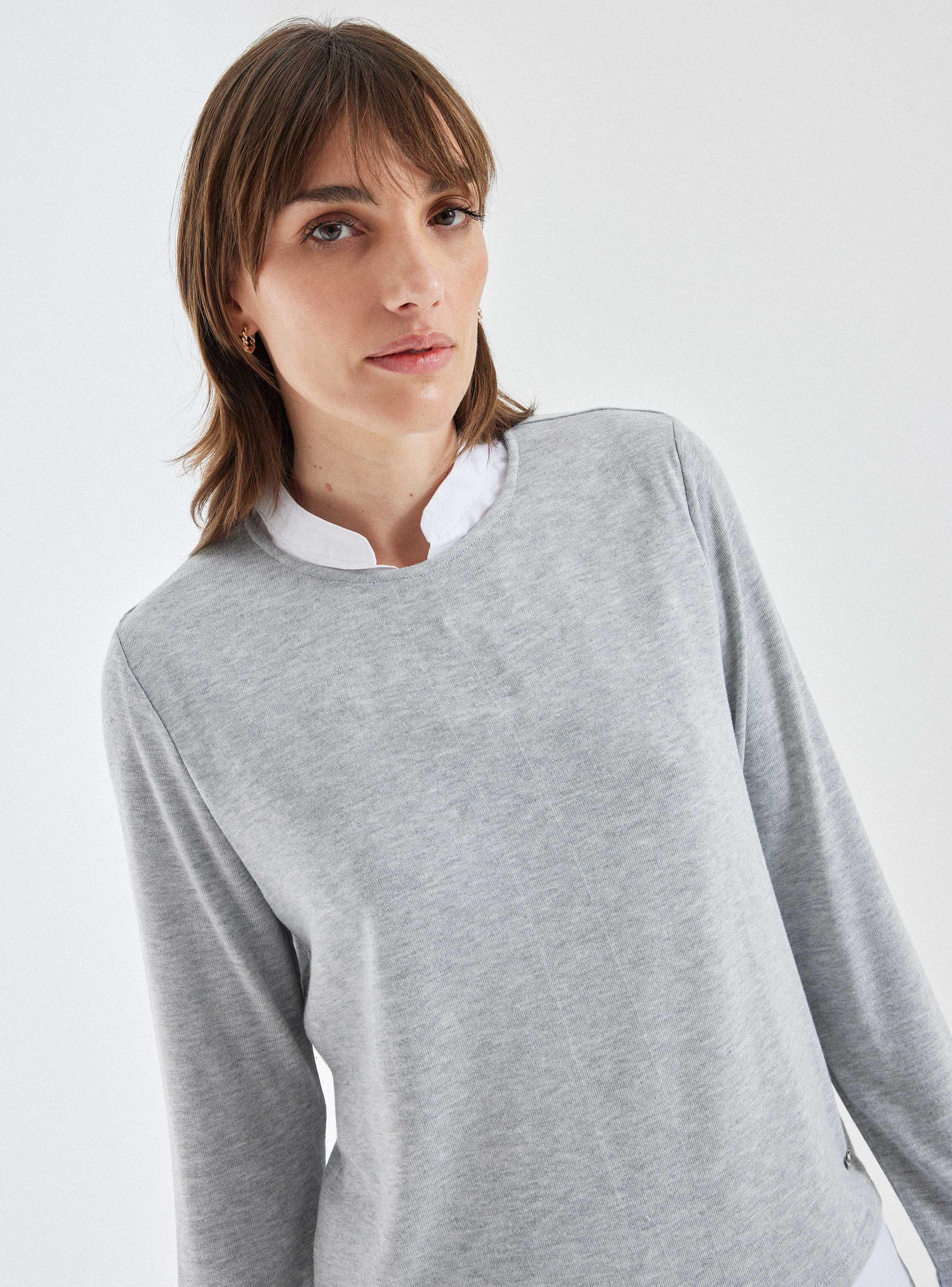 Sweater Manga Tejido Liviano Con Blusa Interior-2