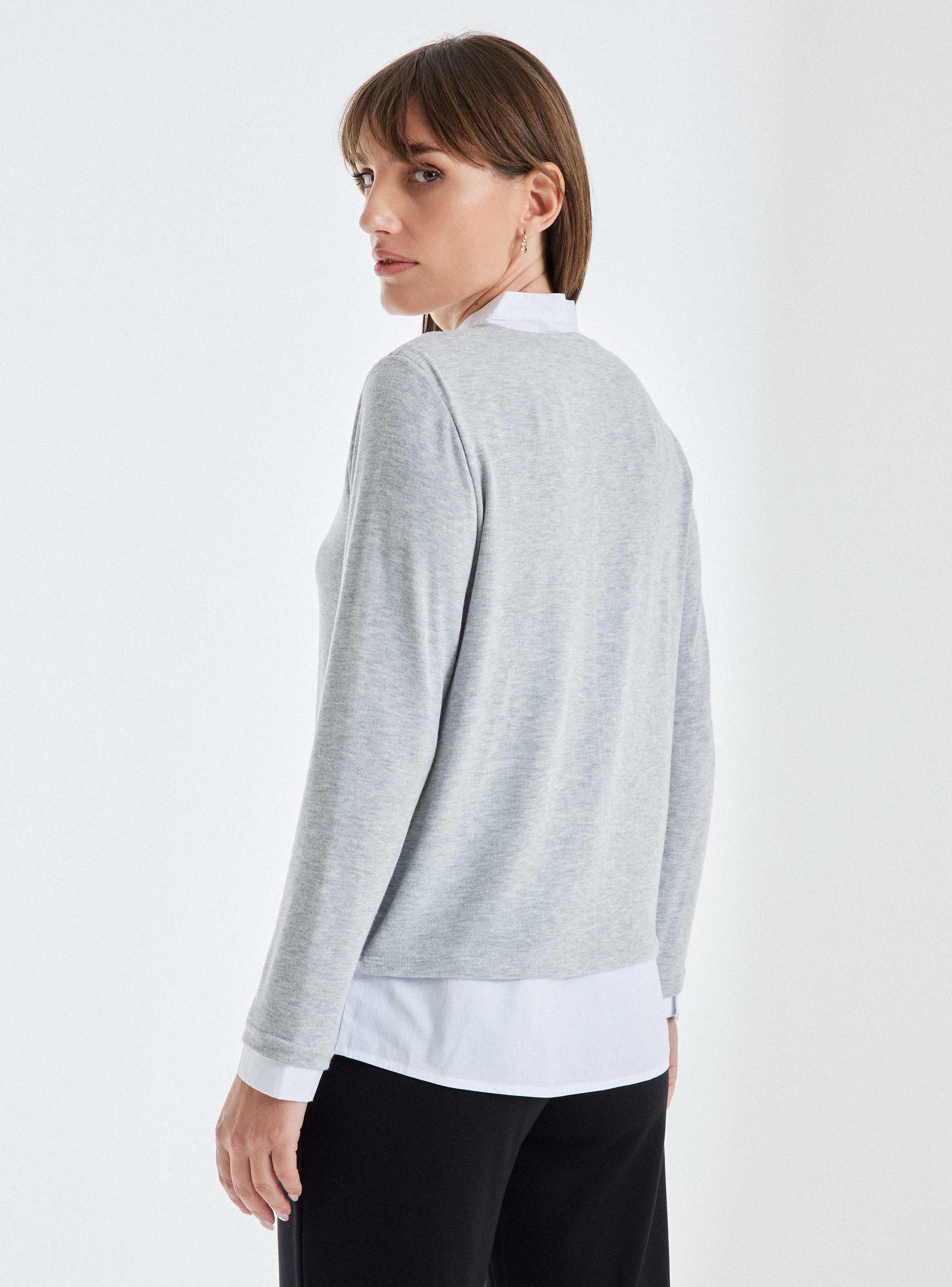 Sweater Manga Tejido Liviano Con Blusa Interior-1