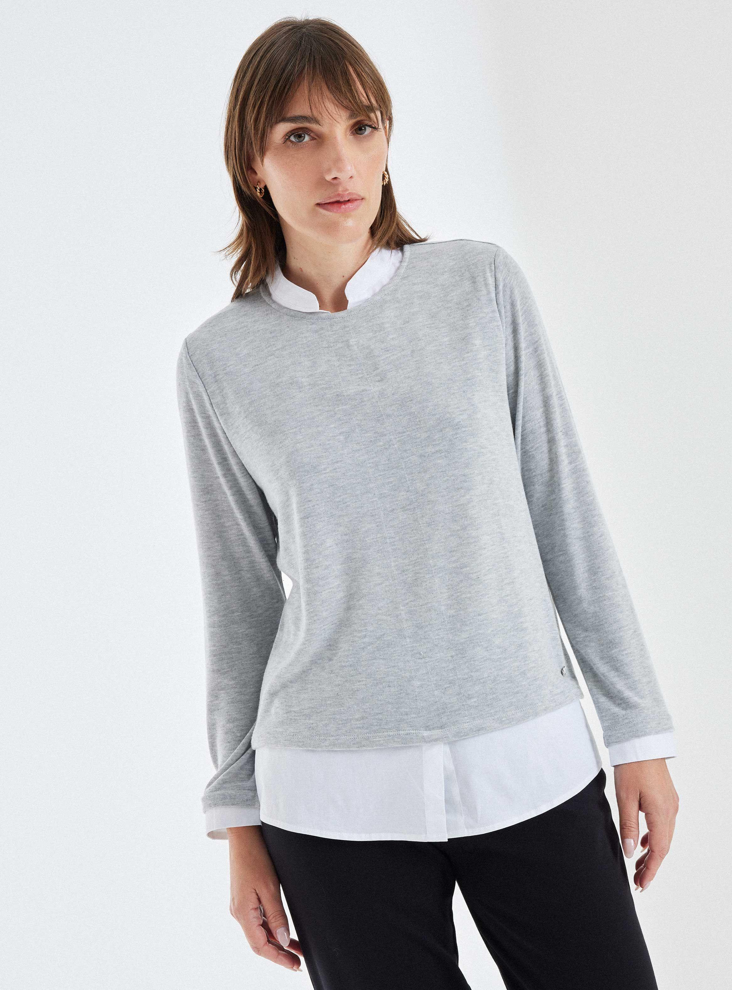 Sweater Manga Tejido Liviano Con Blusa Interior-0