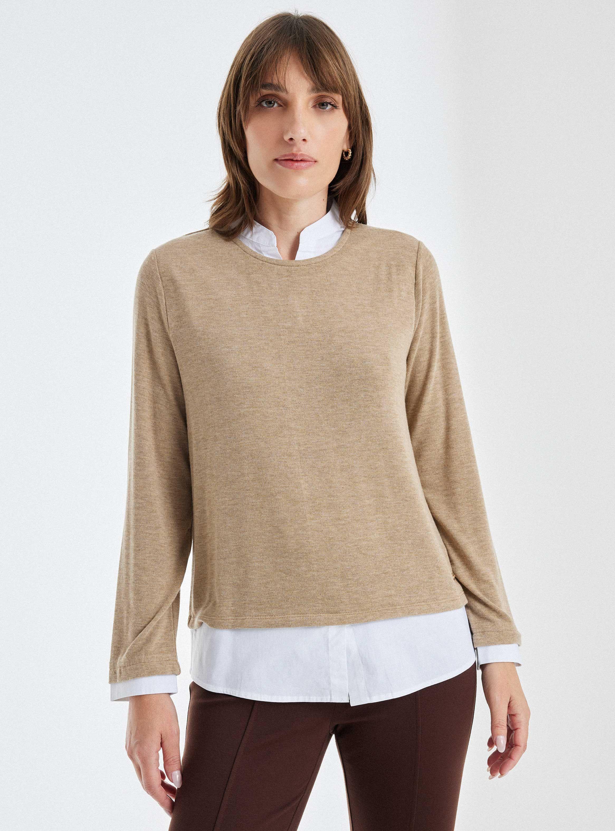 Sweater Manga Tejido Liviano Con Blusa Interior-0