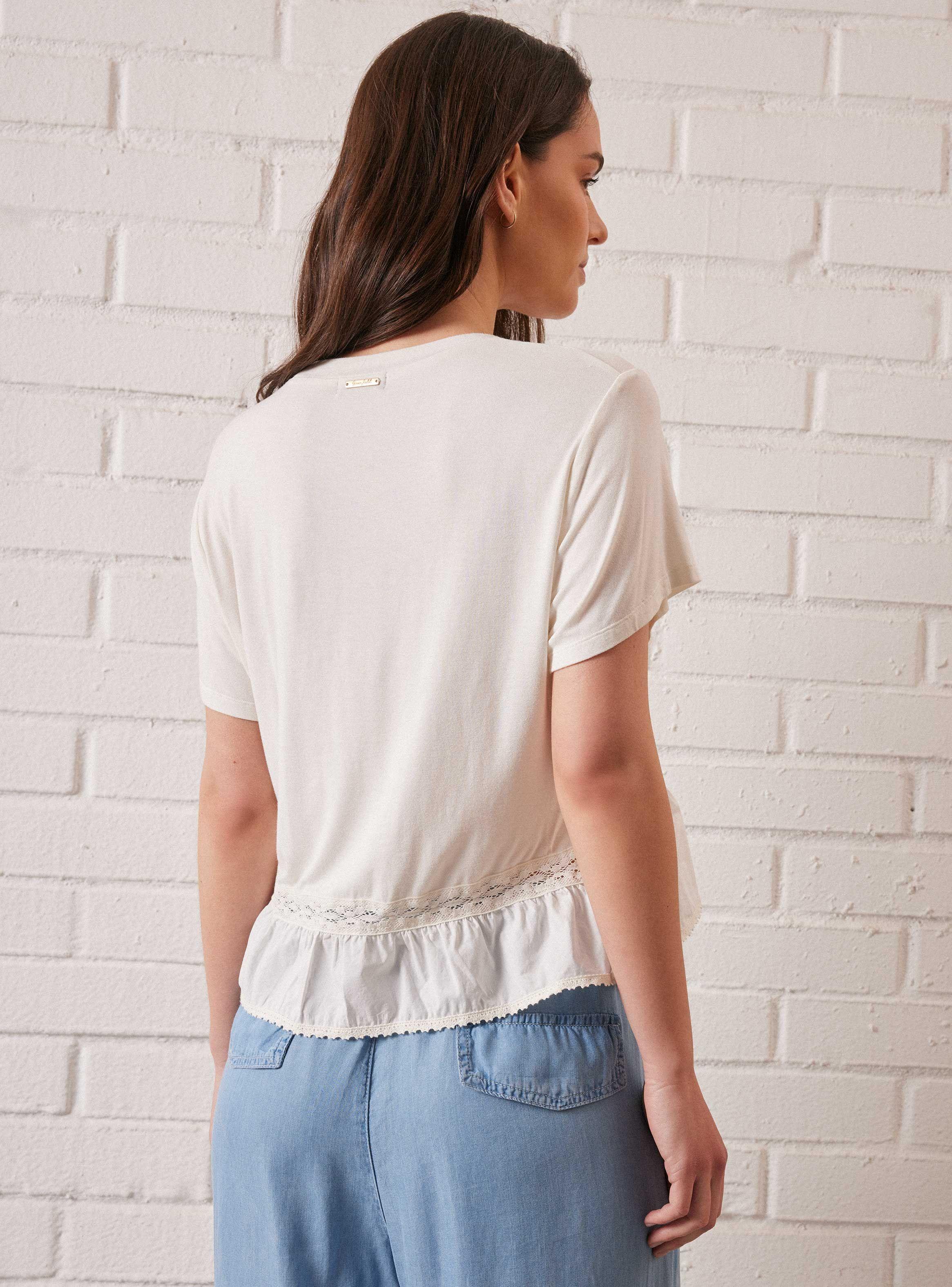 Polera  Diseño Corsé con Mezcla De Telas y Encaje-1