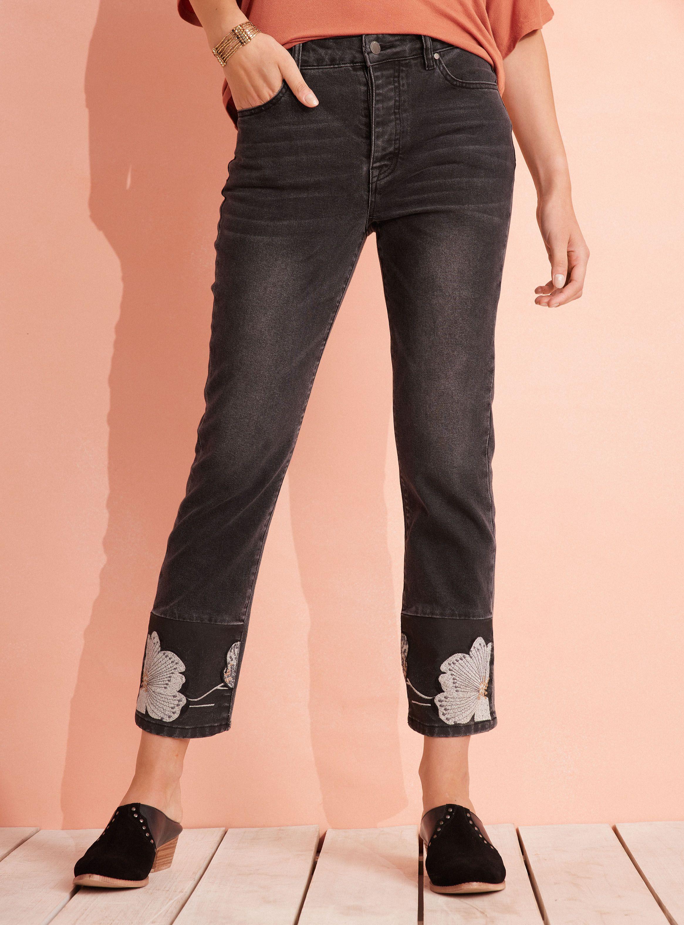 Jeans Aplcacion De Tela Estampada En Basta-0