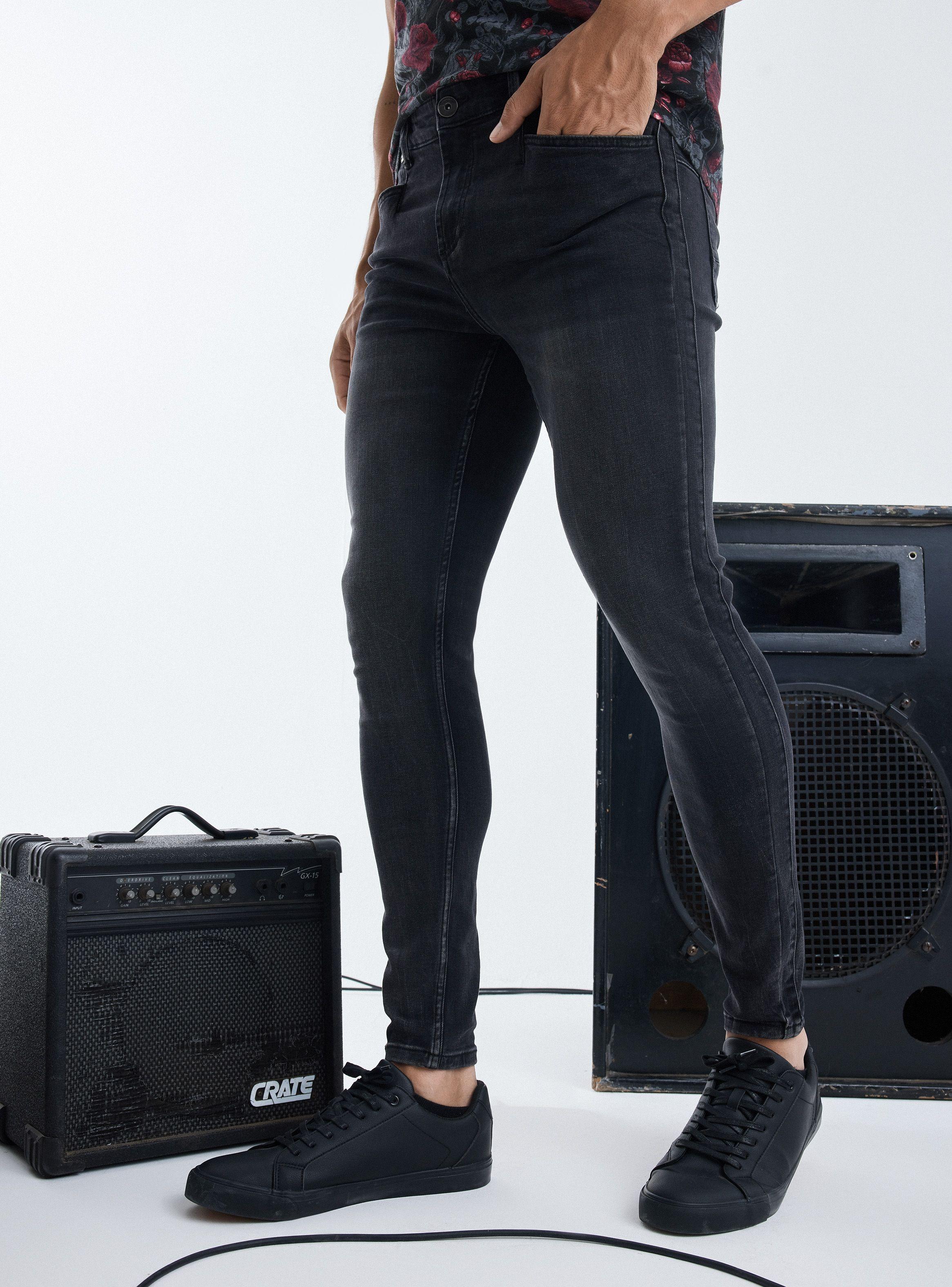 Jeans Bolsillos Rectos, Negro-0