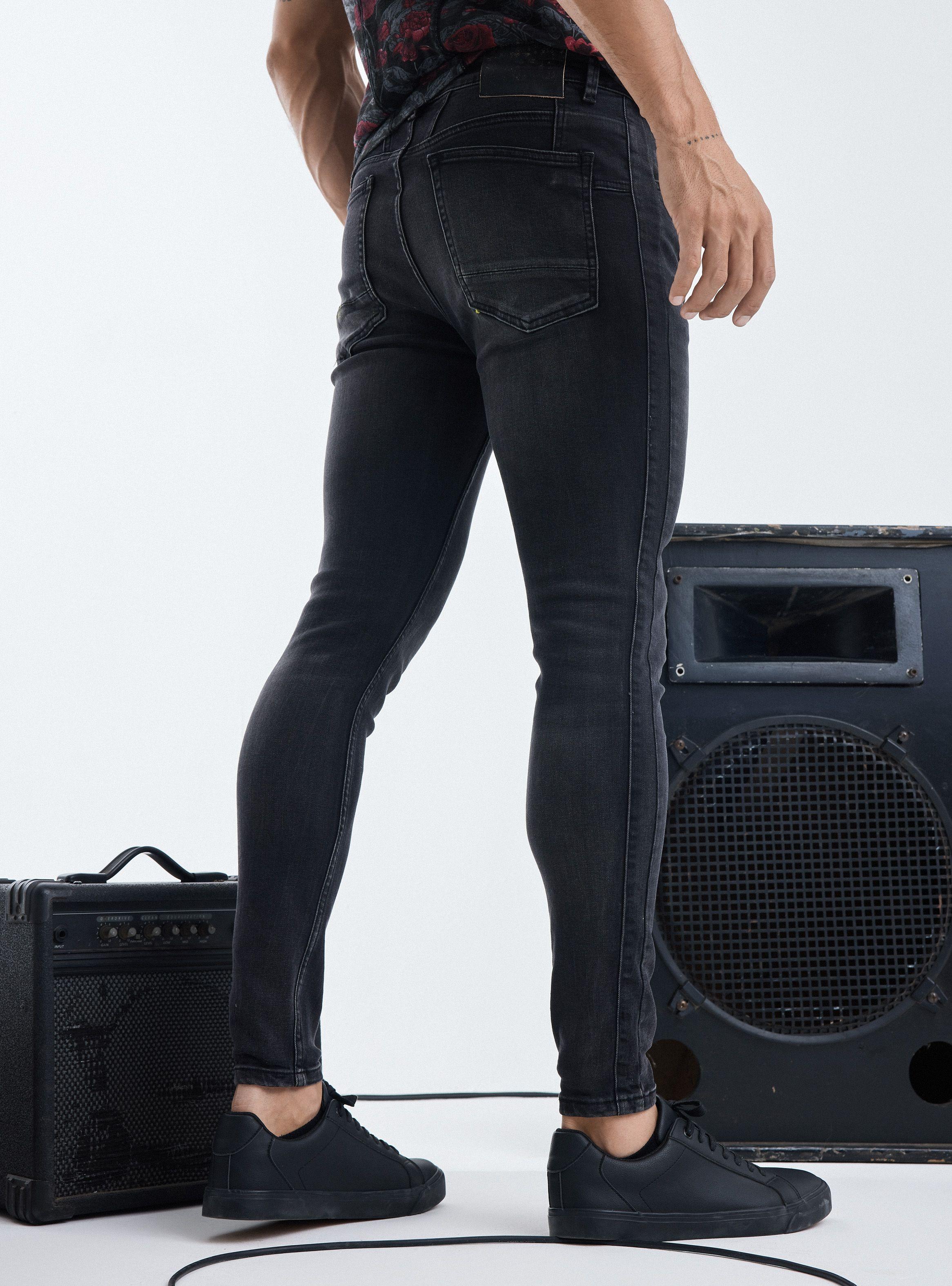 Jeans Bolsillos Rectos, Negro-1