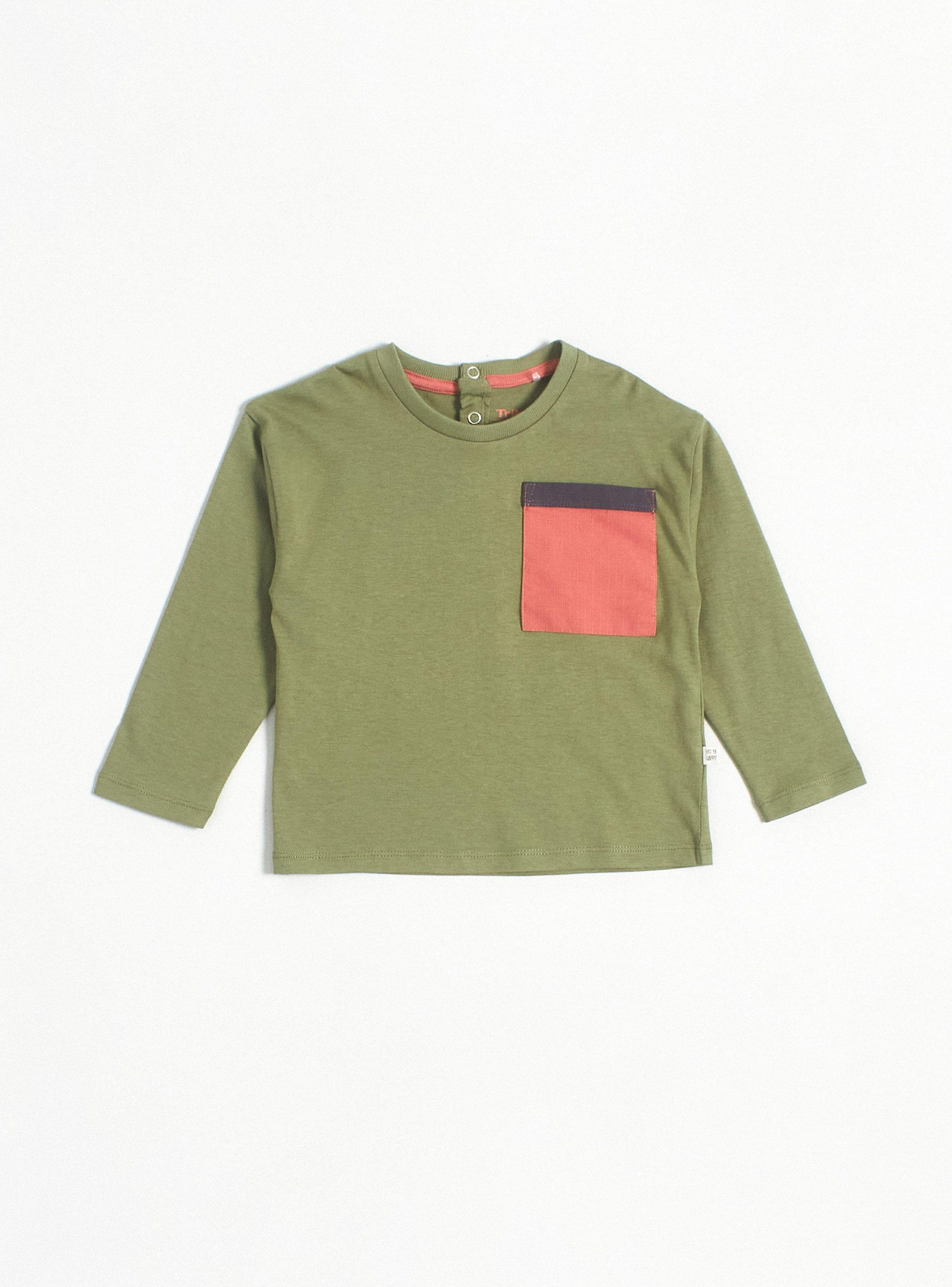Polera Bolsillo Delantero Color Contraste-0