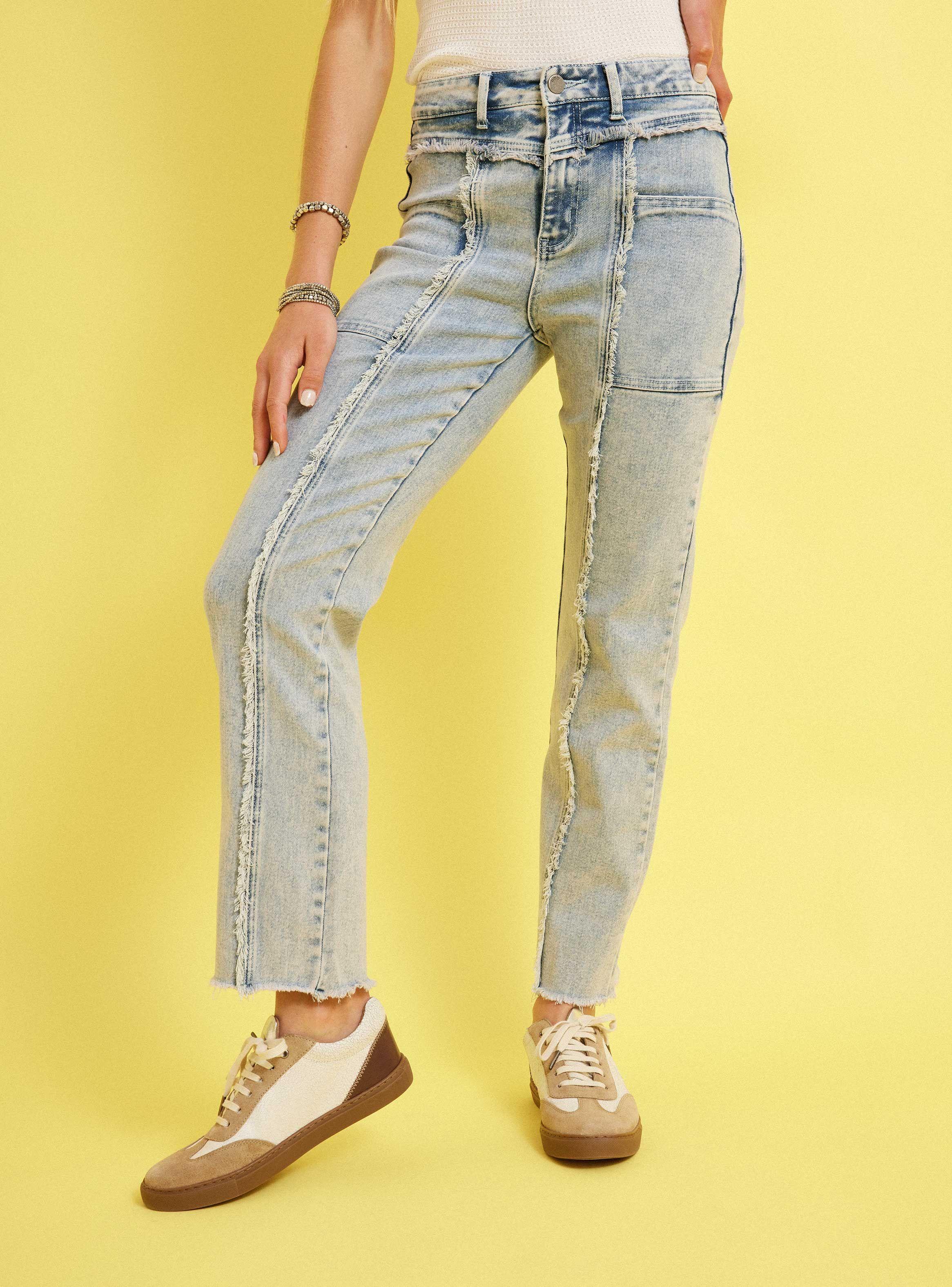 Jeans Cortes Procesado Toque Desgastado-0
