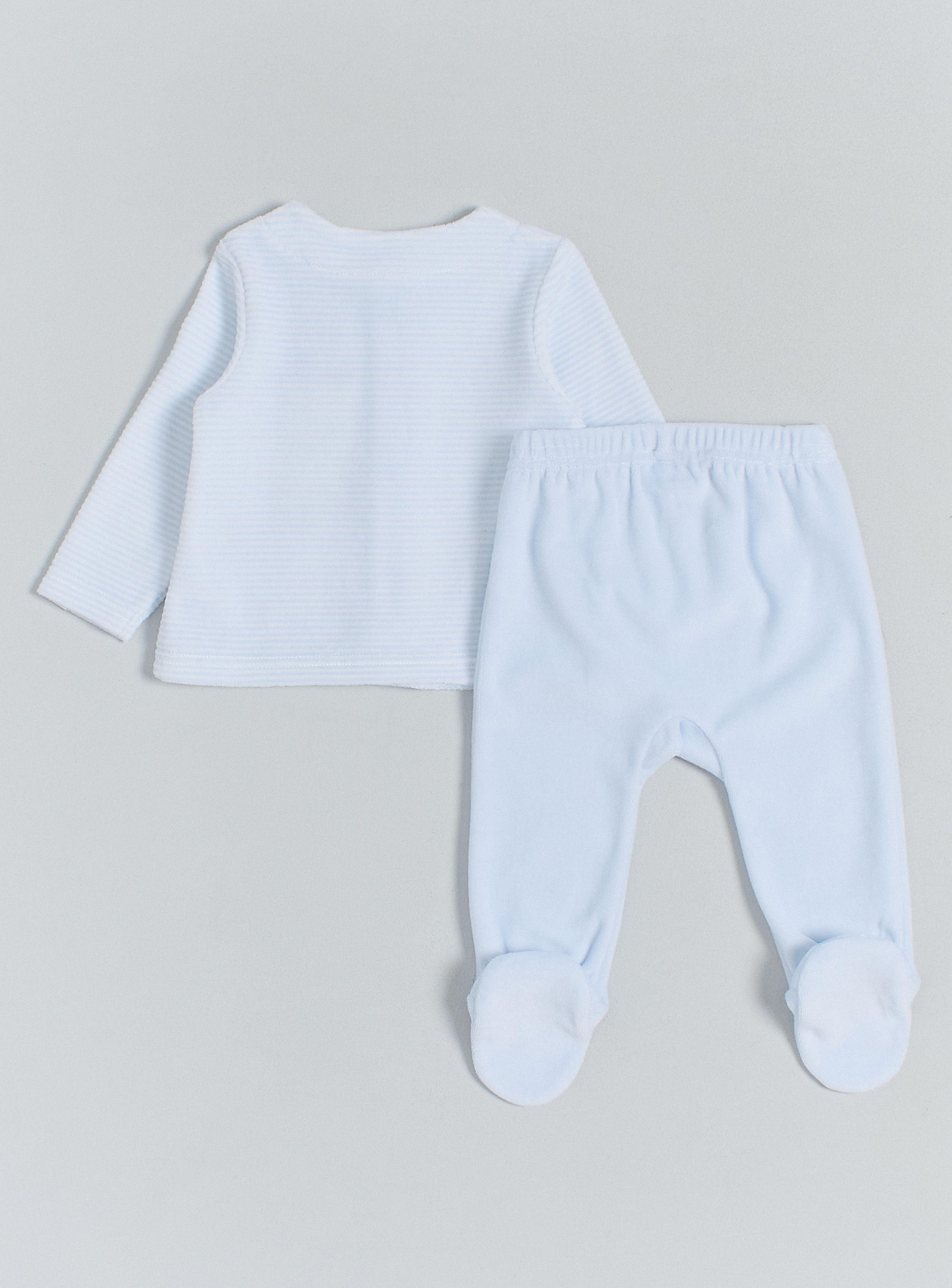 Conjunto De Terciopelo Con Top Estampado Y Pantalón Liso-1