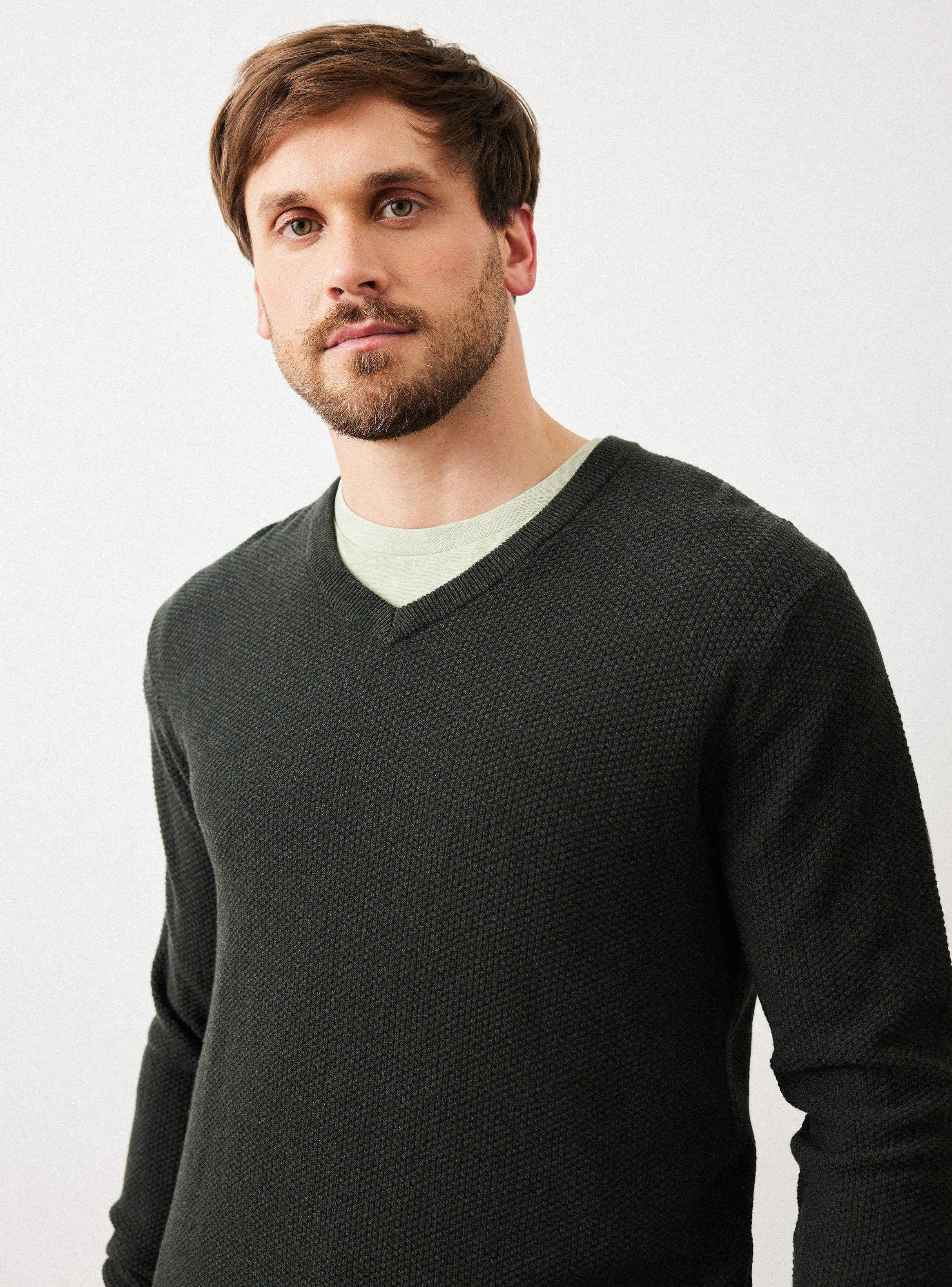 Sweater Básico Cuello V Texturado-2